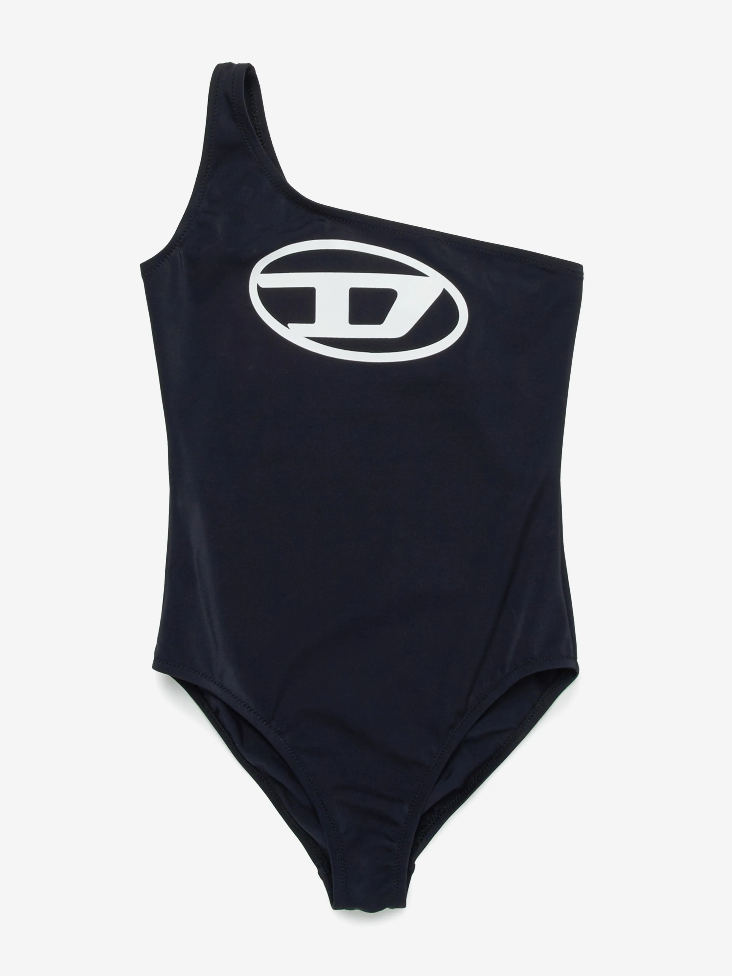 Girls Oval D One Shoulder Swimsuit in Black