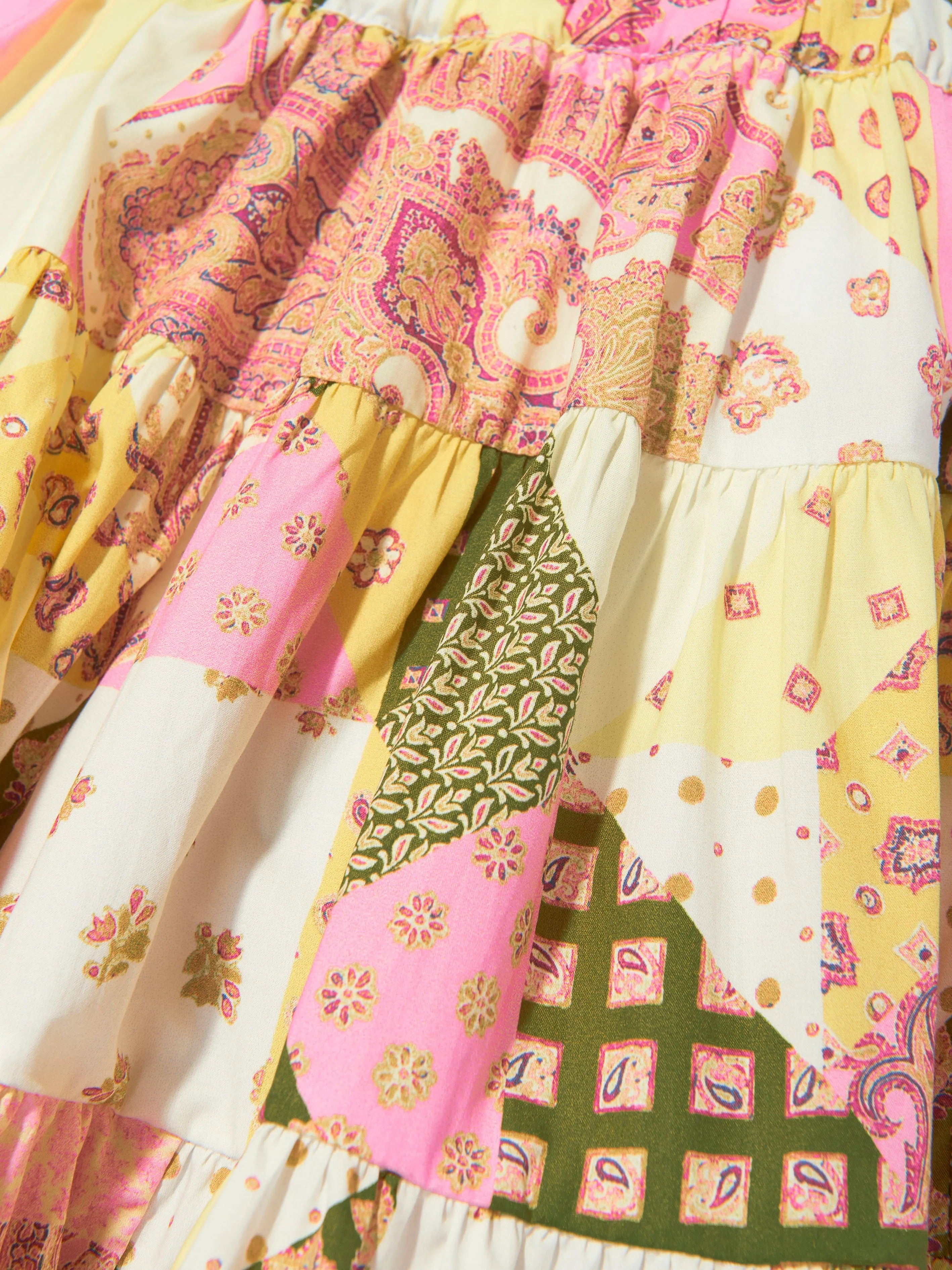 Girls Paisley Patchwork Skirt in Pink
