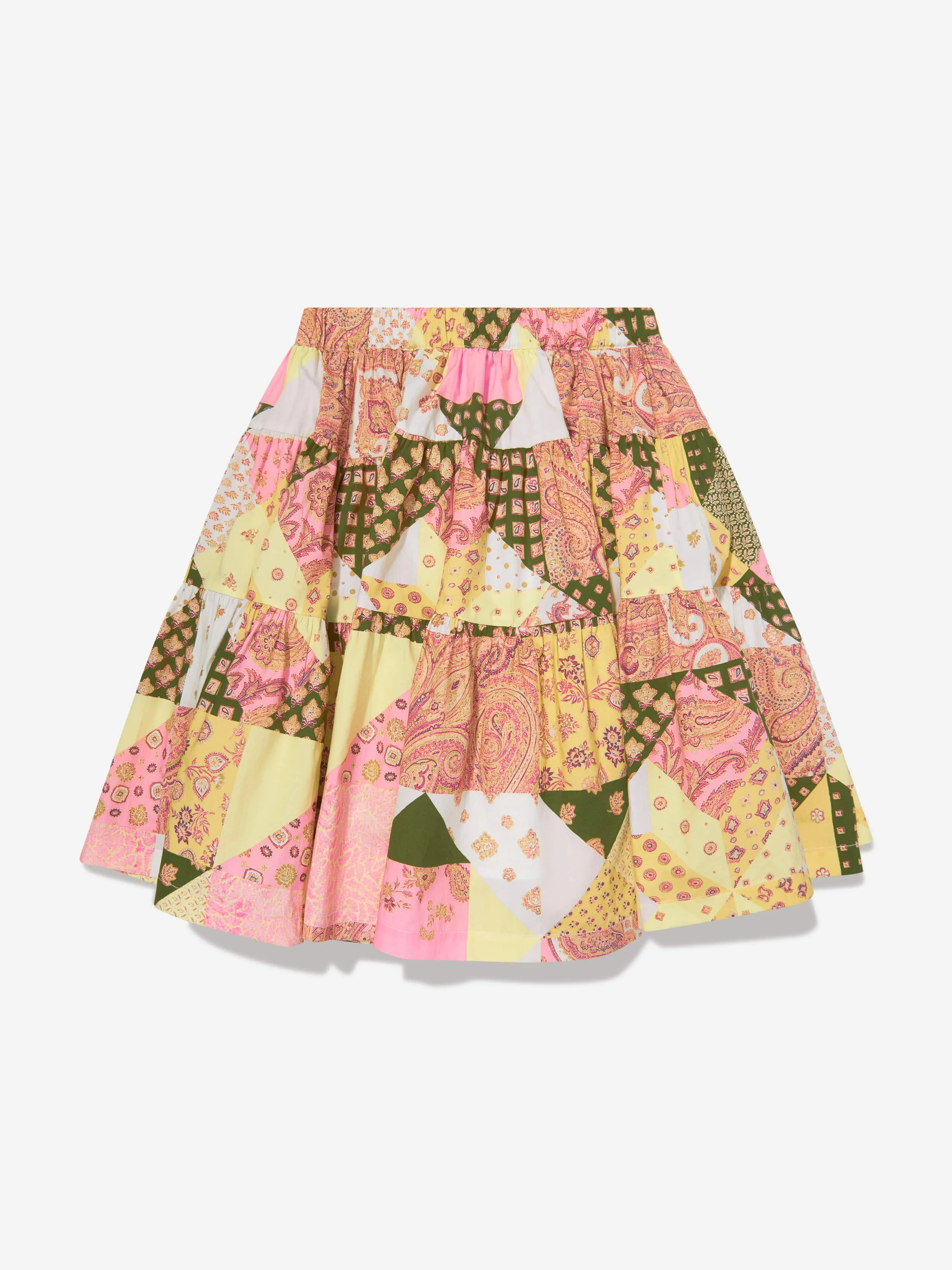 Girls Paisley Patchwork Skirt in Pink