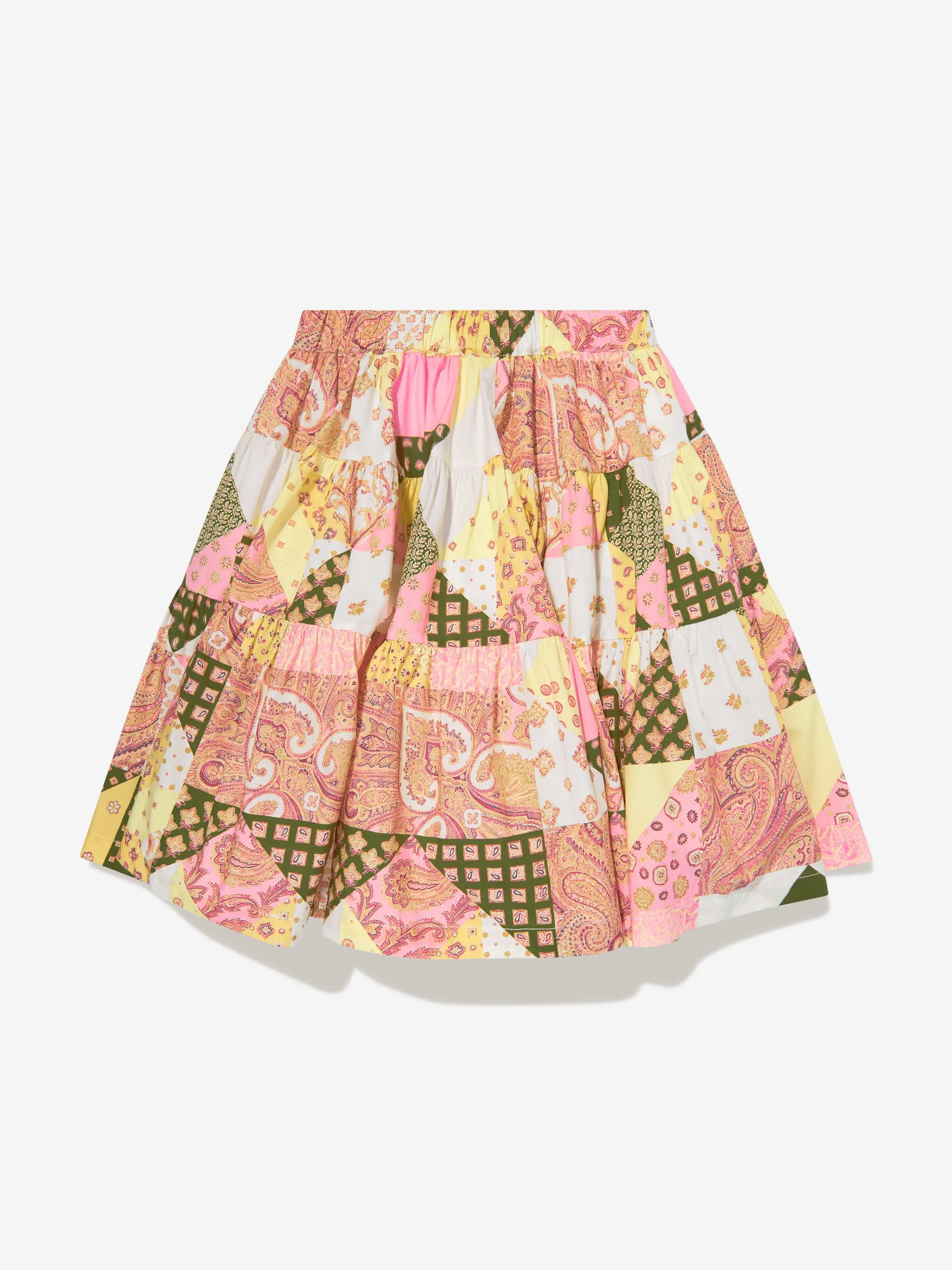 Girls Paisley Patchwork Skirt in Pink