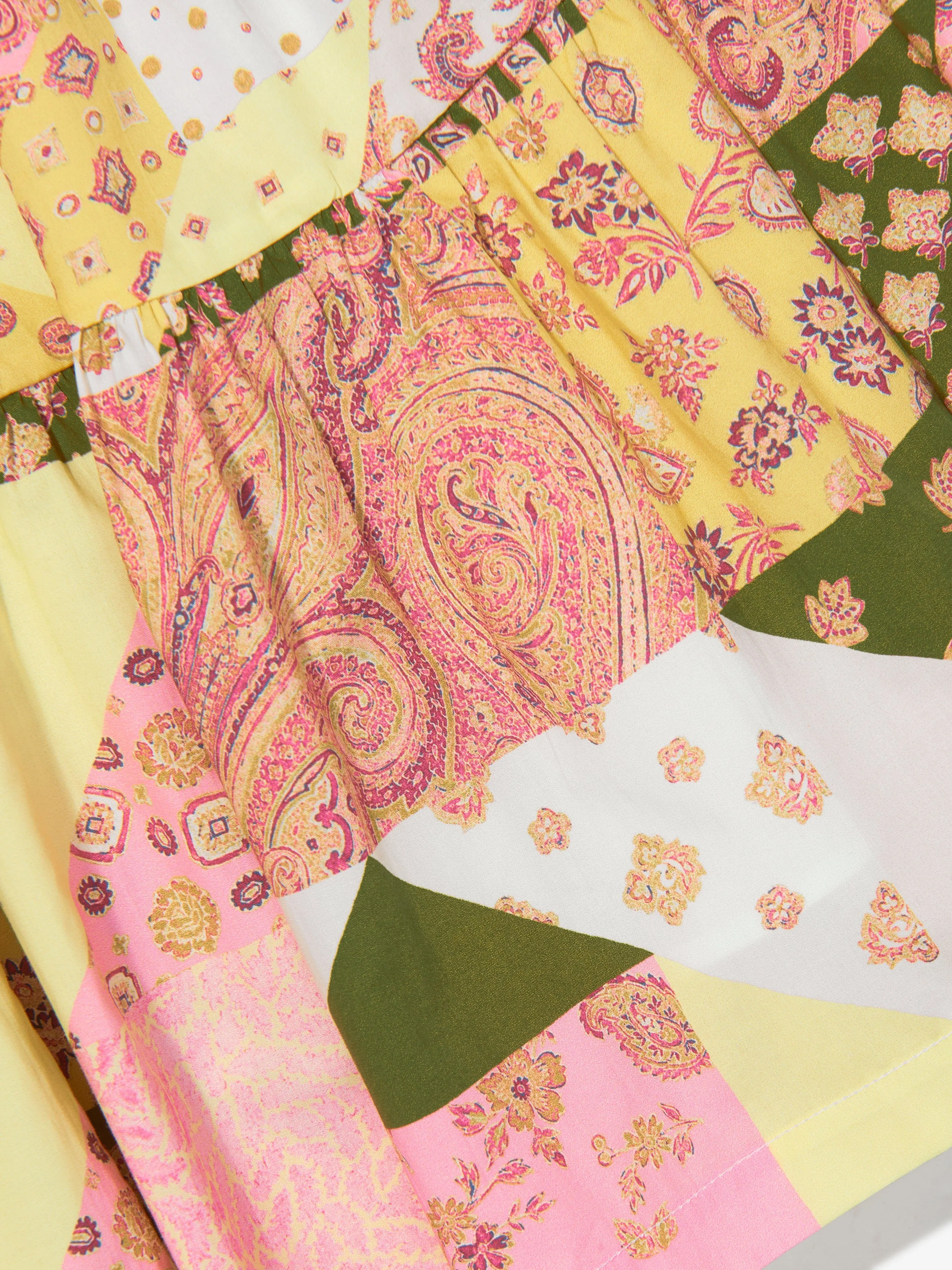 Girls Paisley Patchwork Skirt in Pink