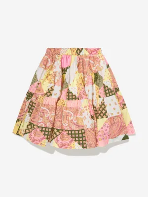 Girls Paisley Patchwork Skirt in Pink