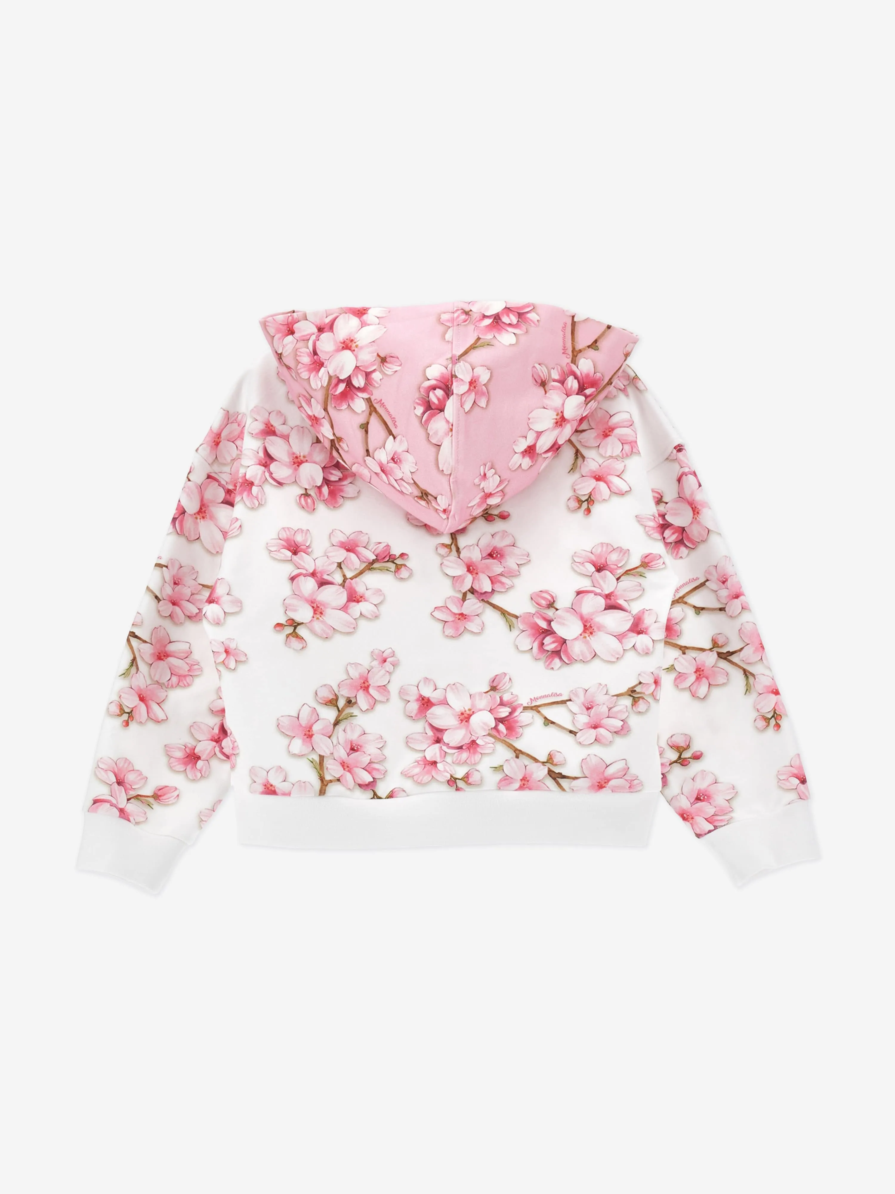 Girls Peach Blossom Zip Up Top in White
