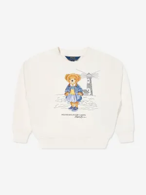 Girls Polo Bear Sweatshirt in White