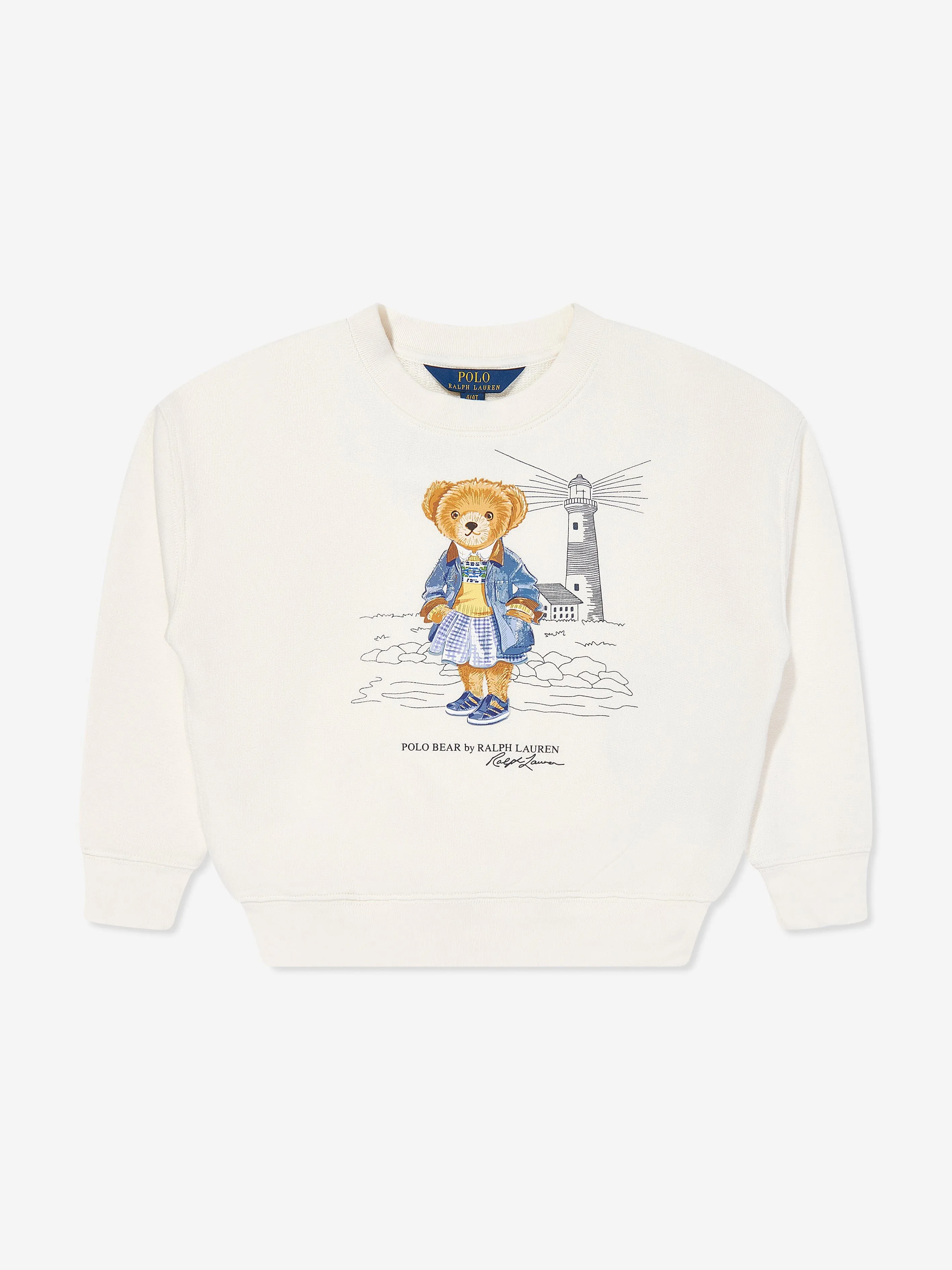 Girls Polo Bear Sweatshirt in White