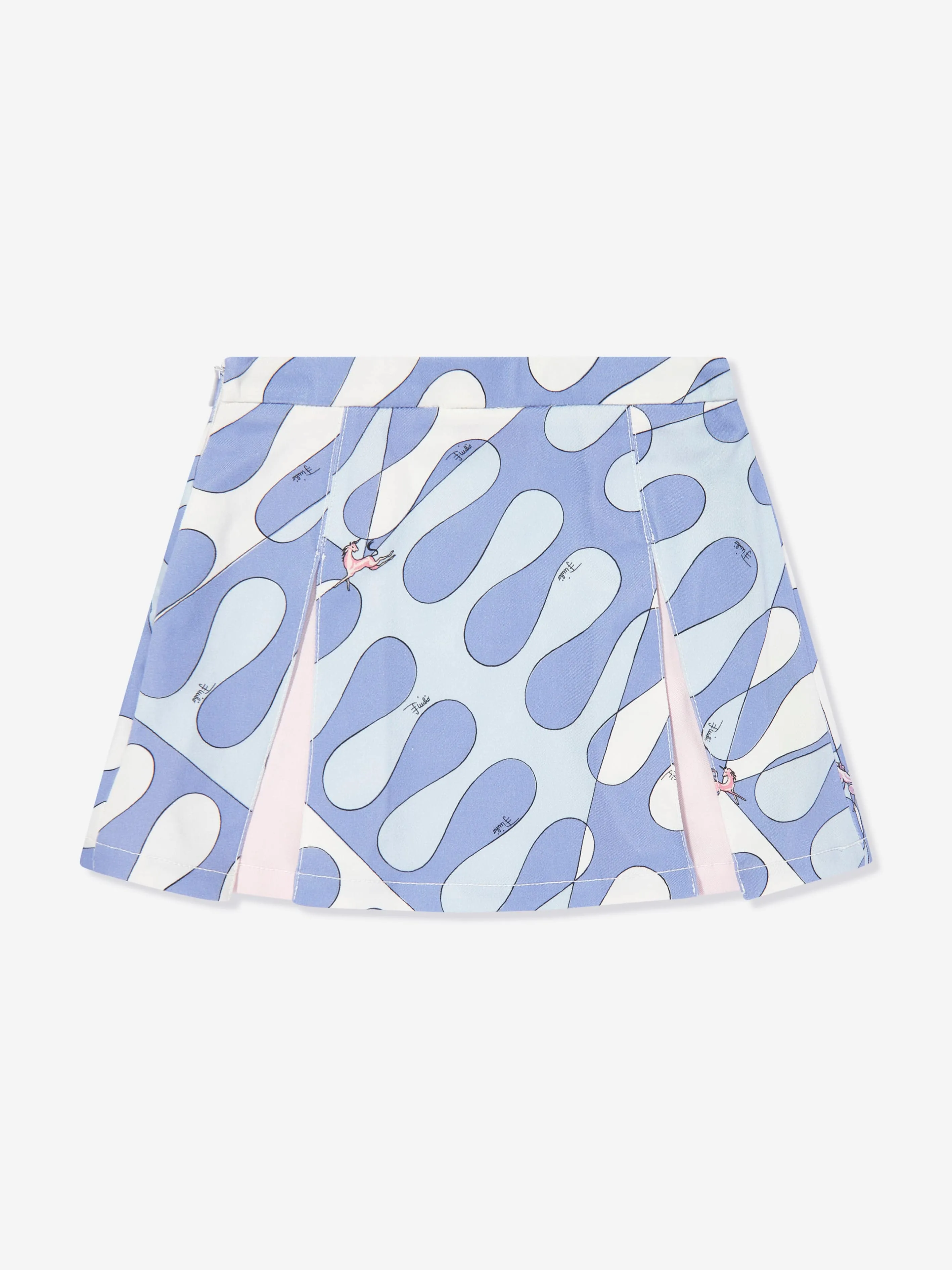 Girls Printed Gabardine Skirt in Blue