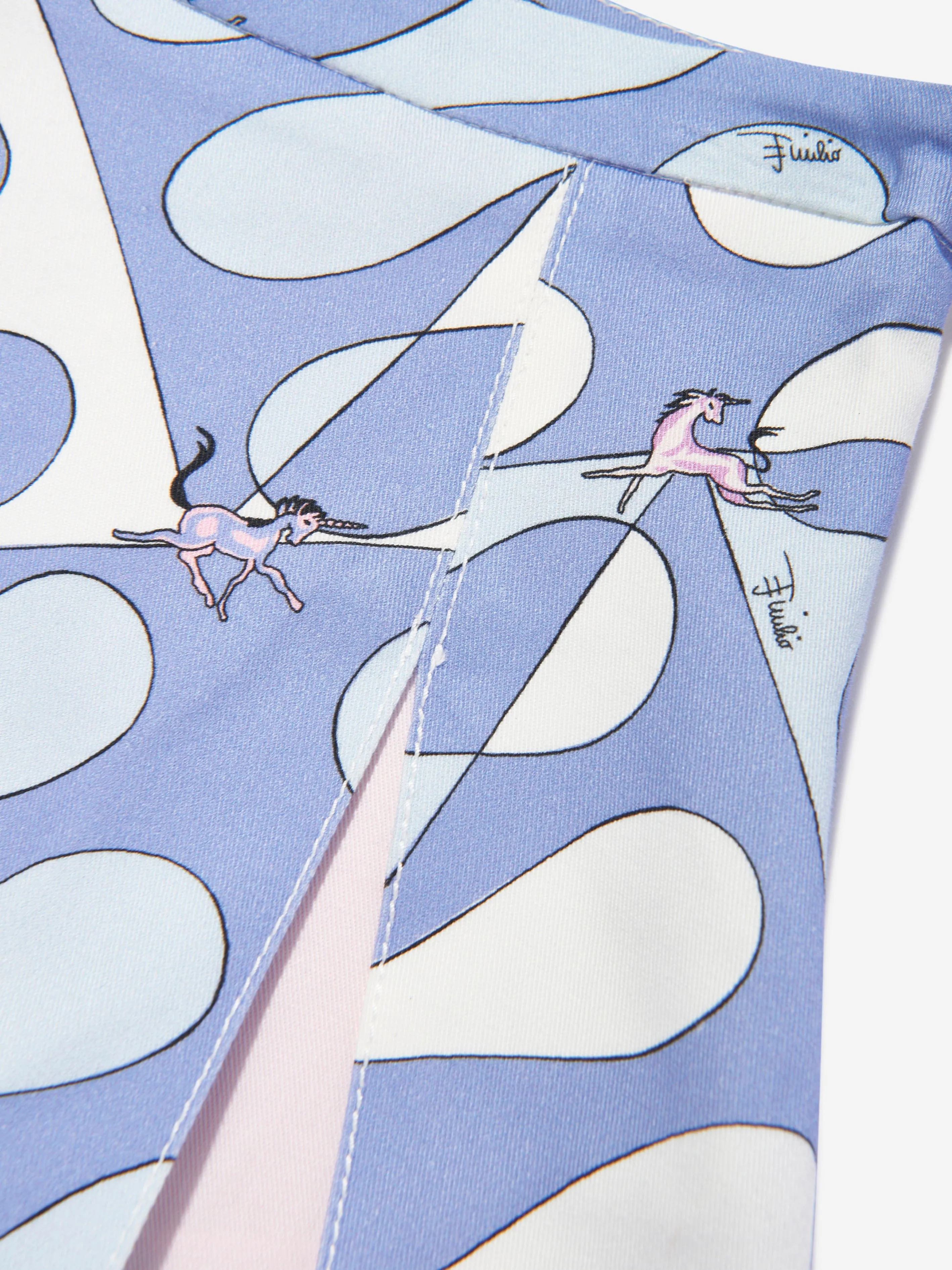 Girls Printed Gabardine Skirt in Blue