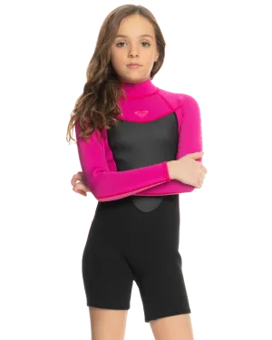 Girls Prologue 2/2mm Back Zip Shorty Wetsuit in Festival Fuchsia