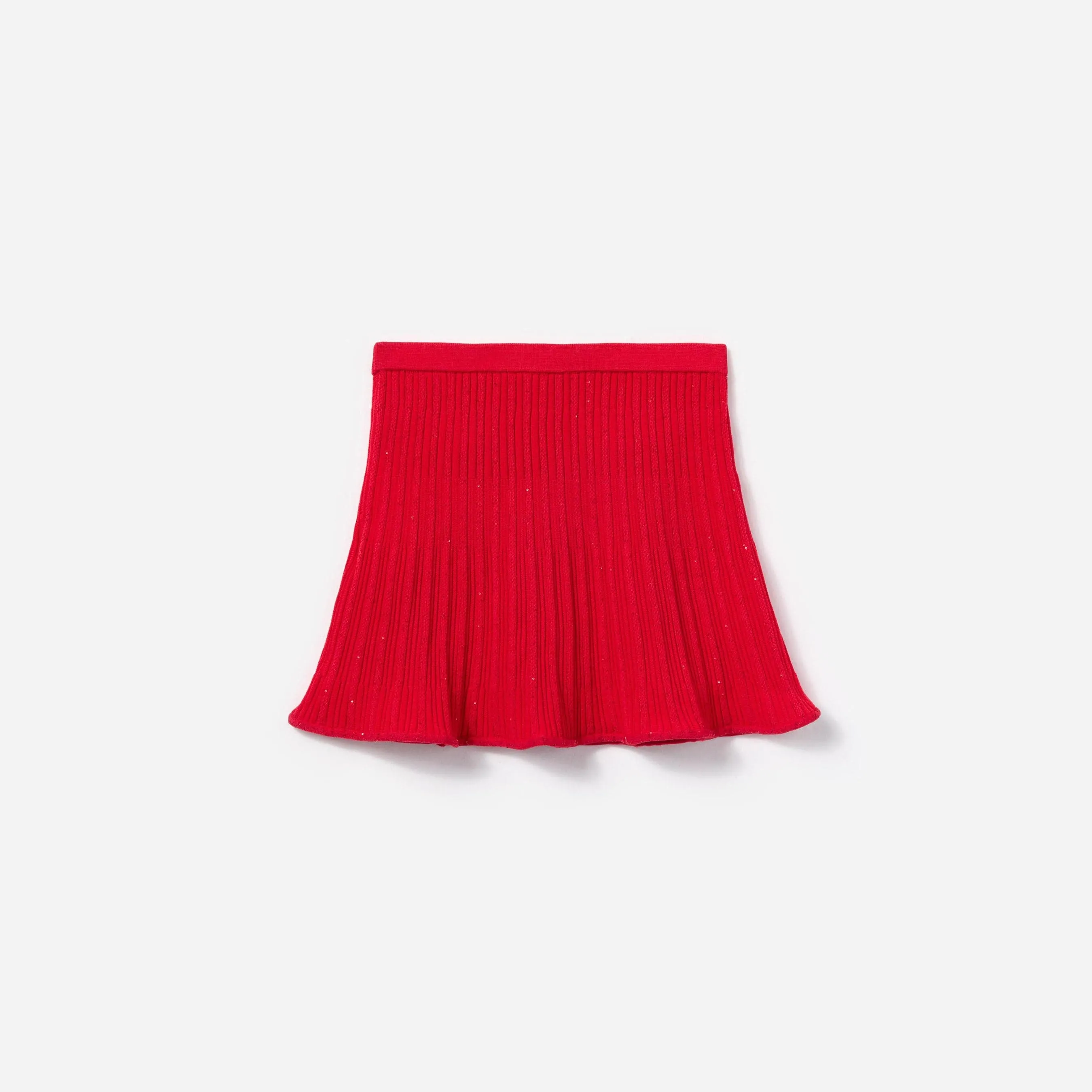 Girls Ribbed Knit Skirt in Red