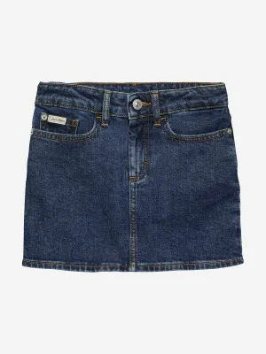 Girls Rinse Denim Mini Skirt in Blue