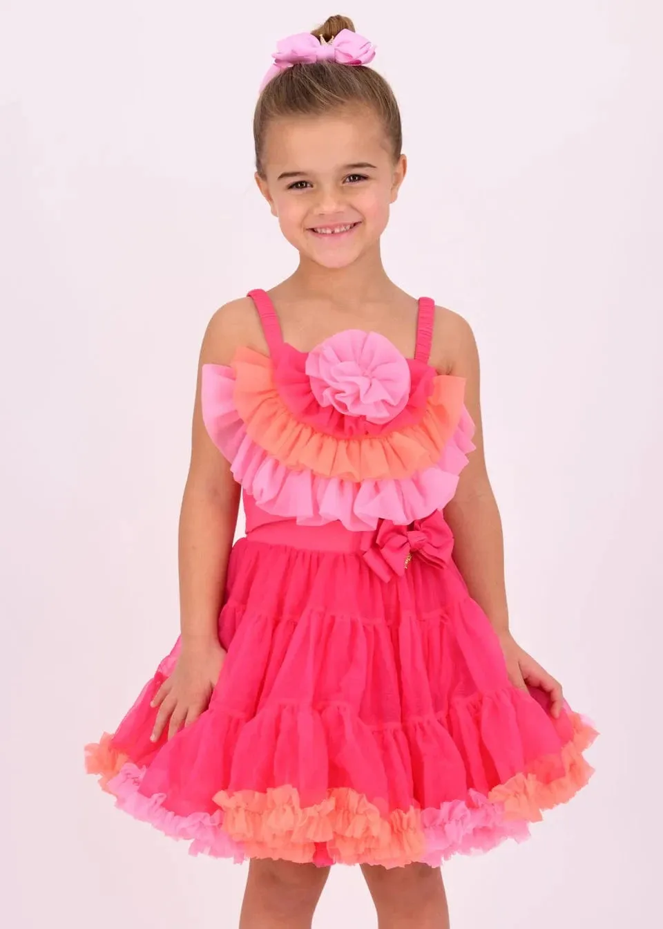 Girls Rosetta Blooming Marvellous Tulle Top in Pink