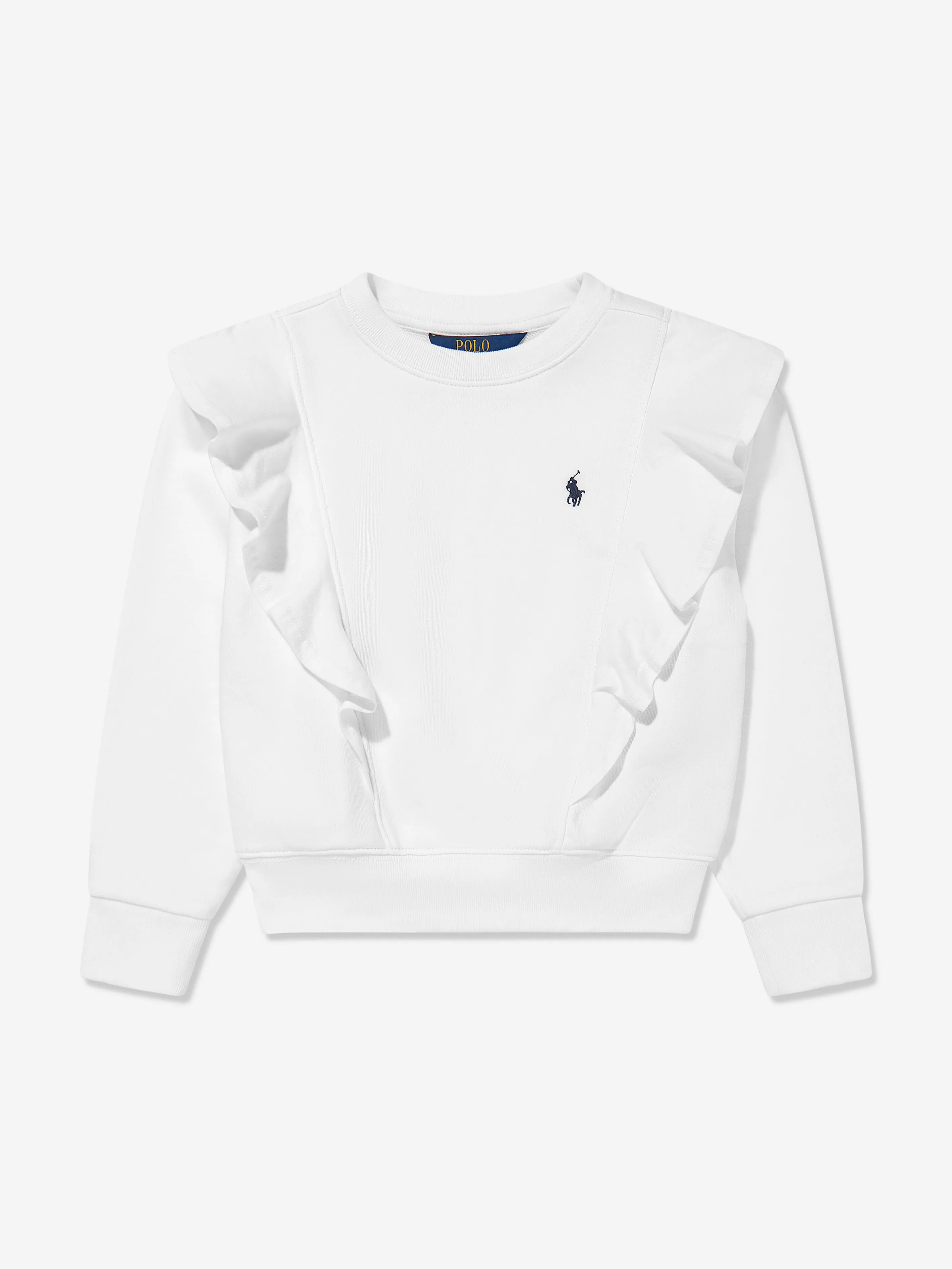 Girls Ruffle Sweatshirt in White