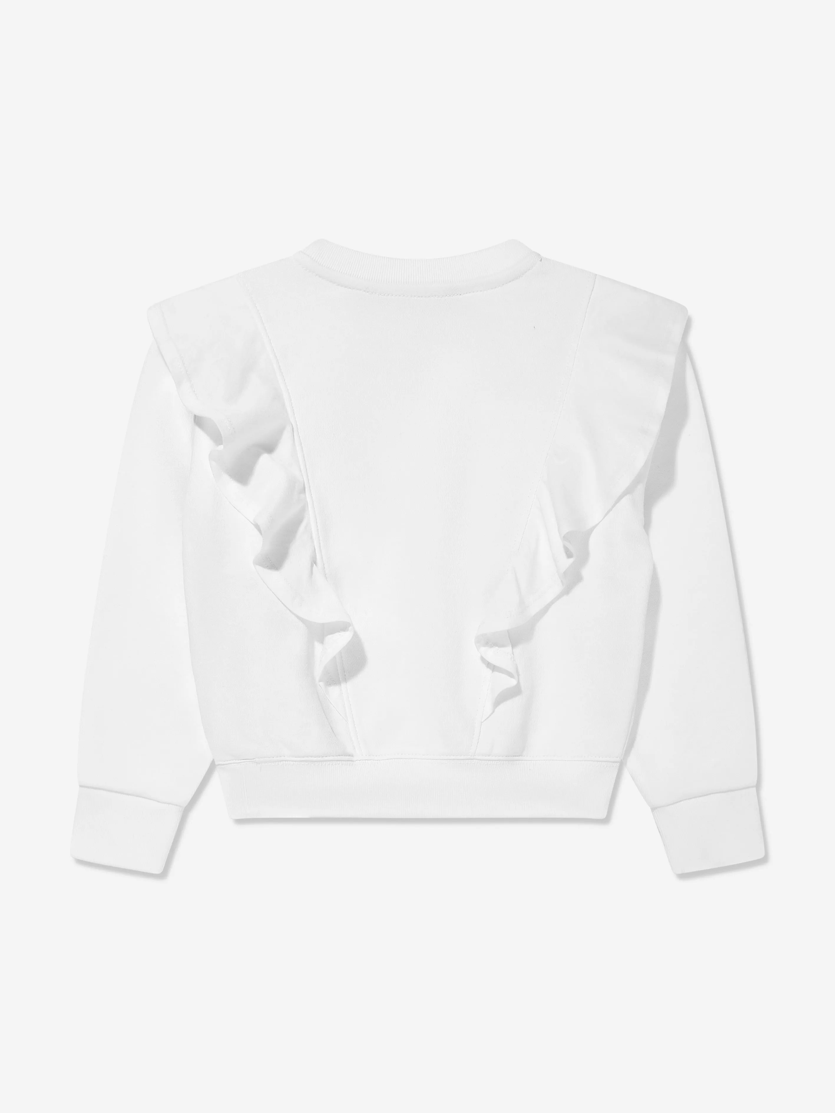 Girls Ruffle Sweatshirt in White