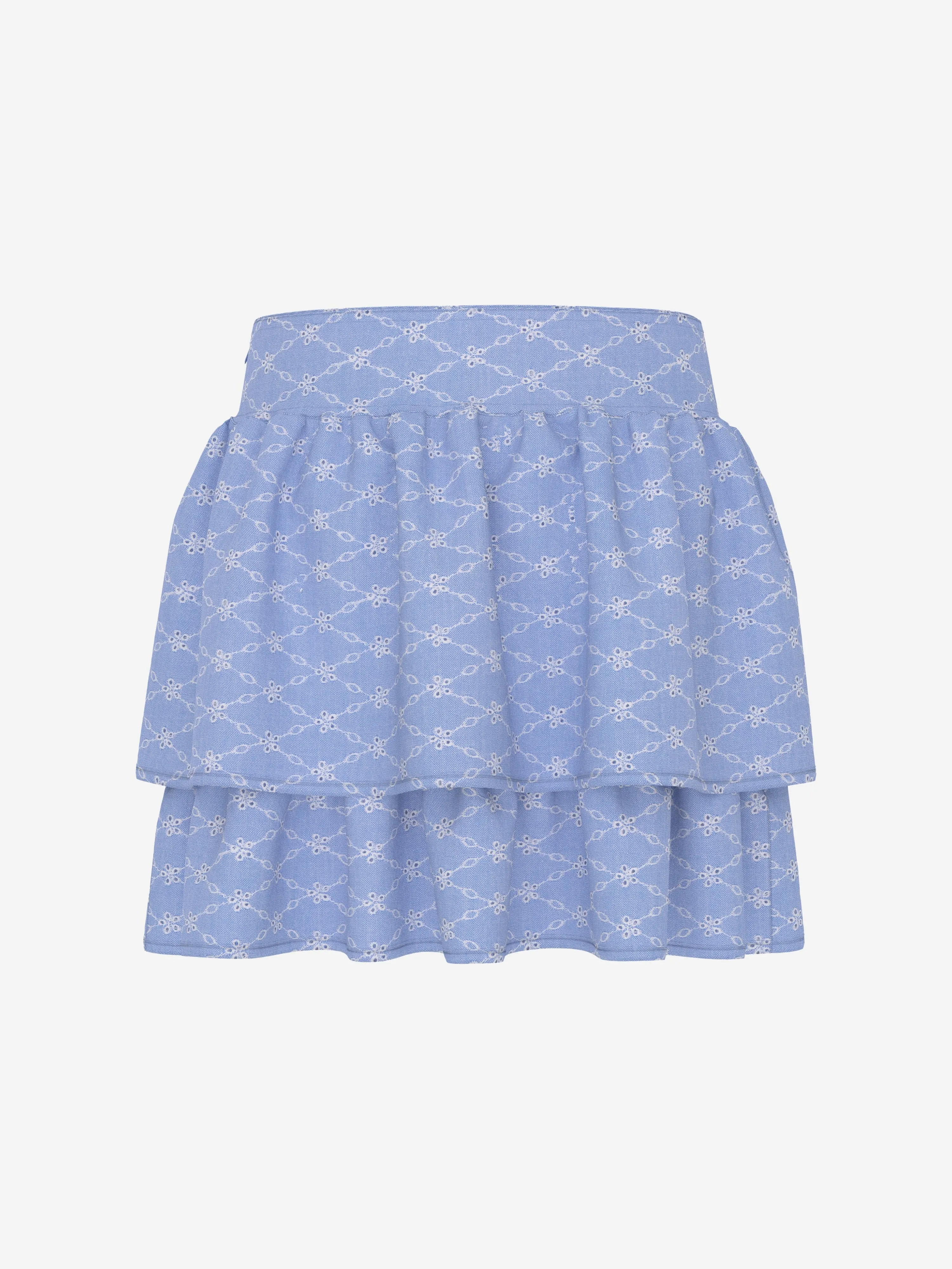 Girls Sangallo Oxford Skirt in Blue