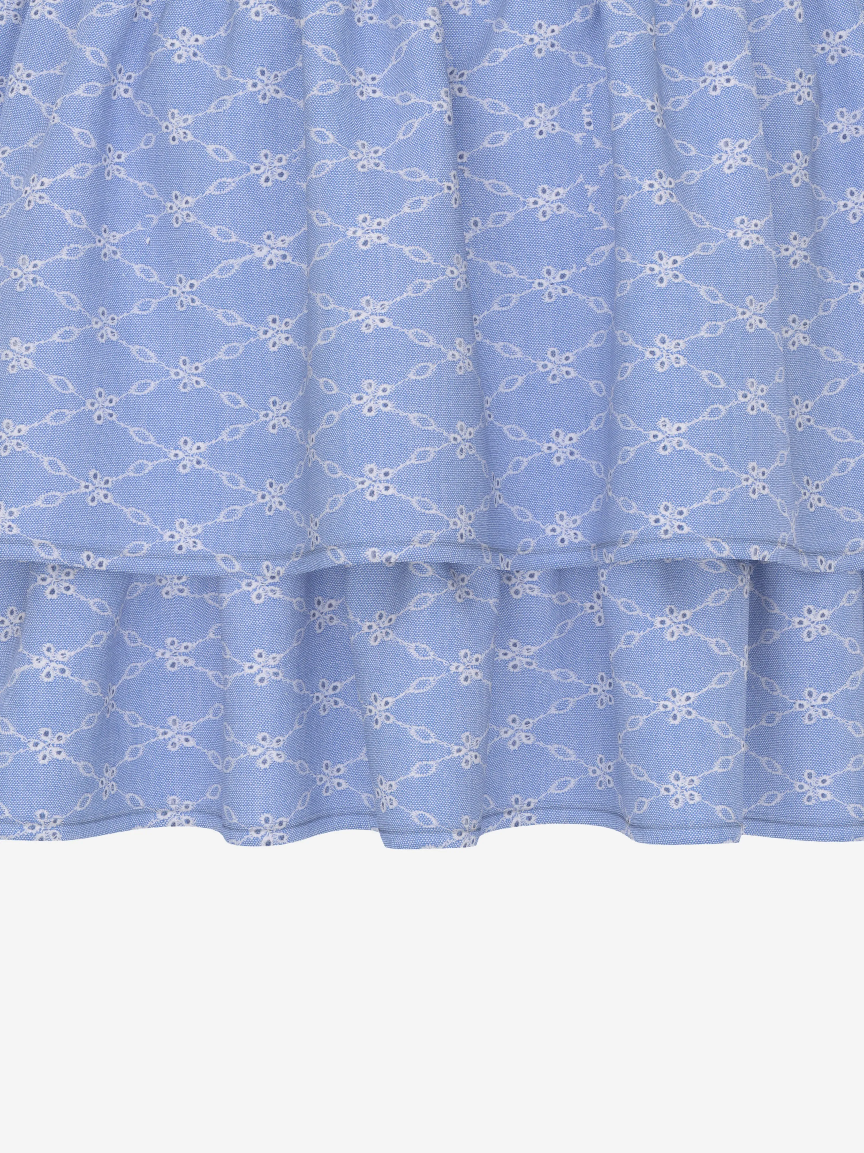 Girls Sangallo Oxford Skirt in Blue