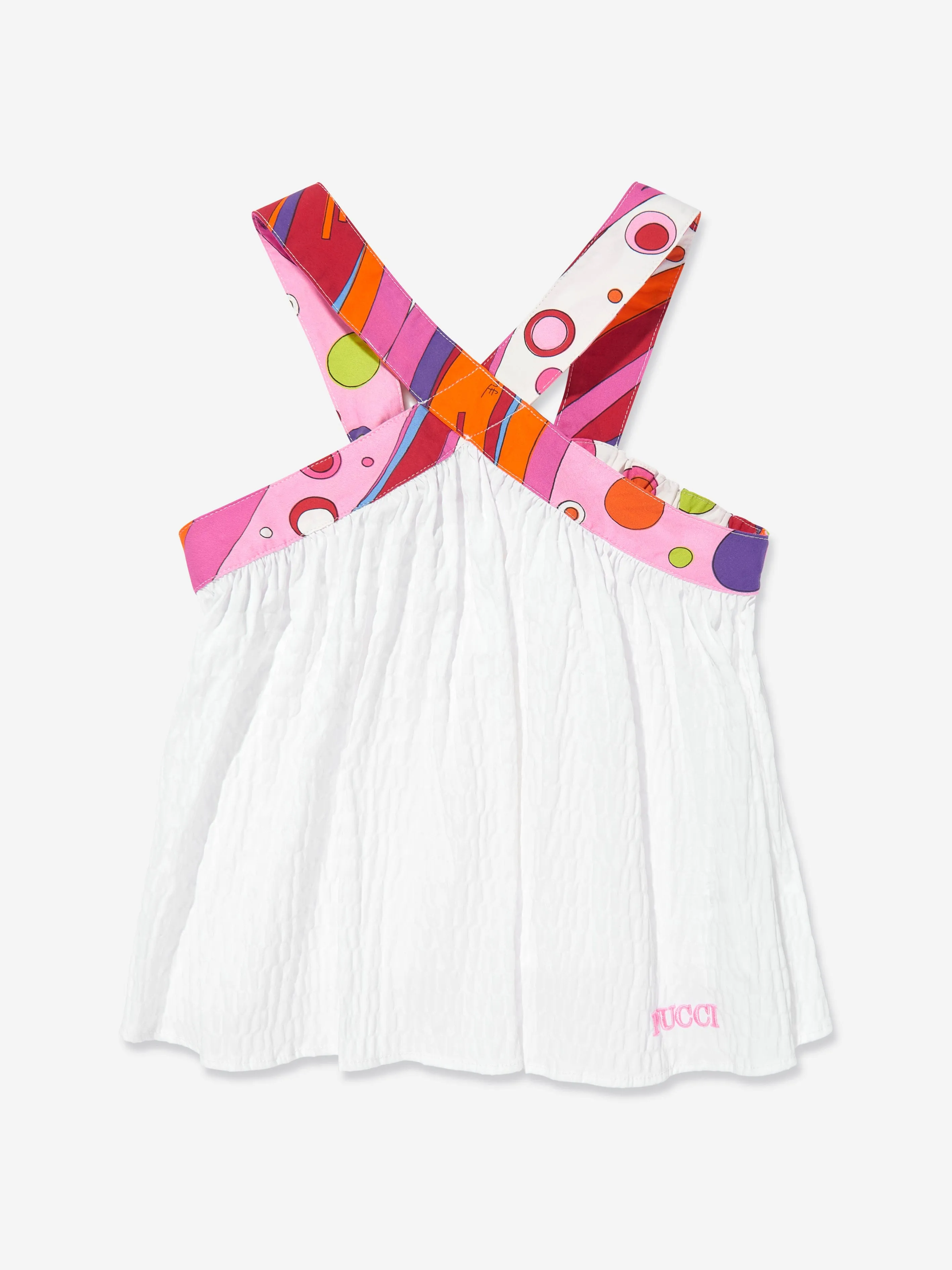 Girls Seersucker Sleeveless Top in White