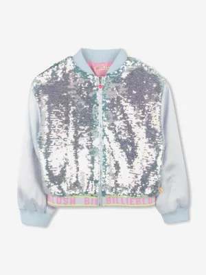 Girls Sequin Bomber Jacket in Blue