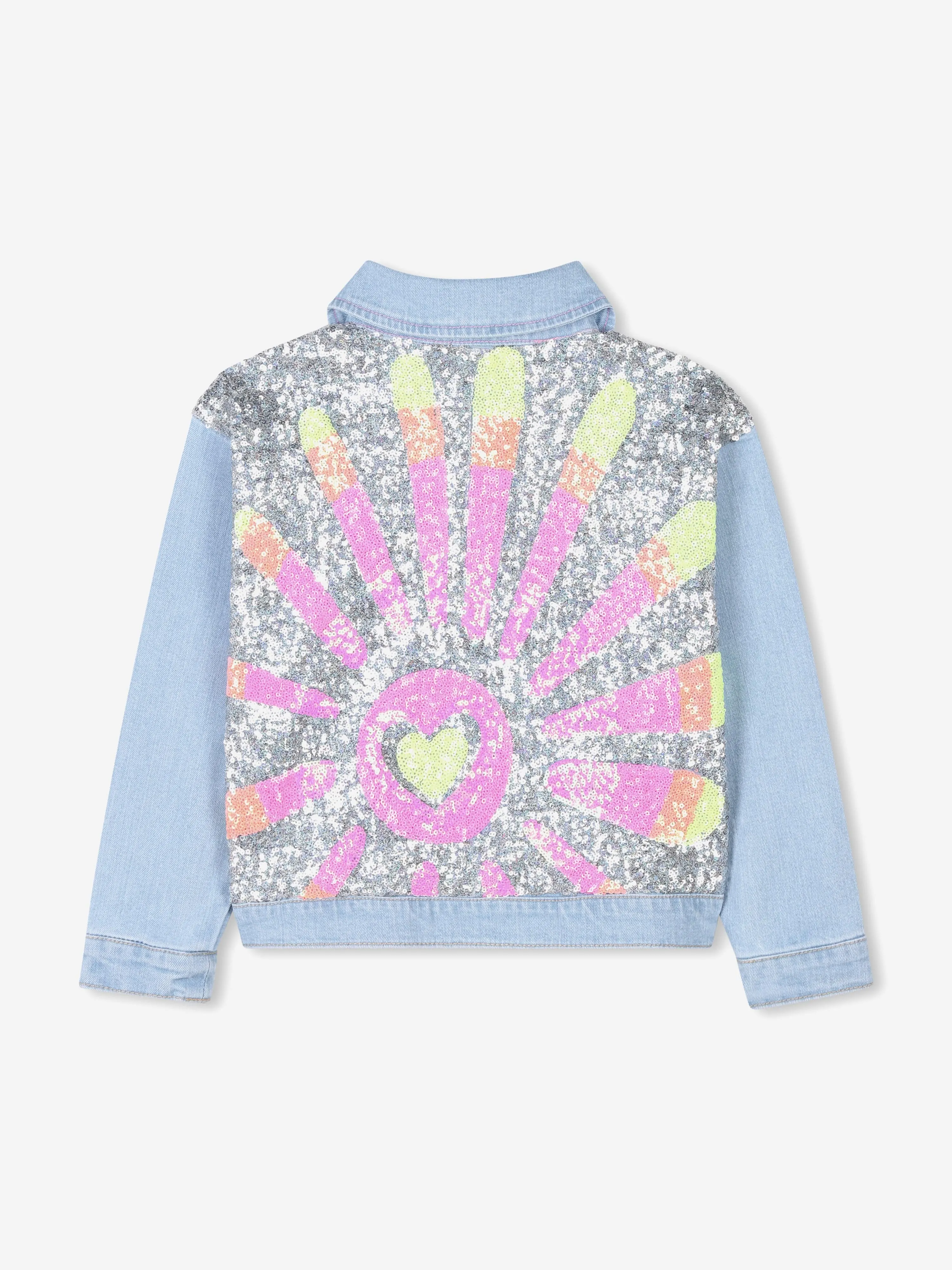 Girls Sequin Denim Jacket in Blue