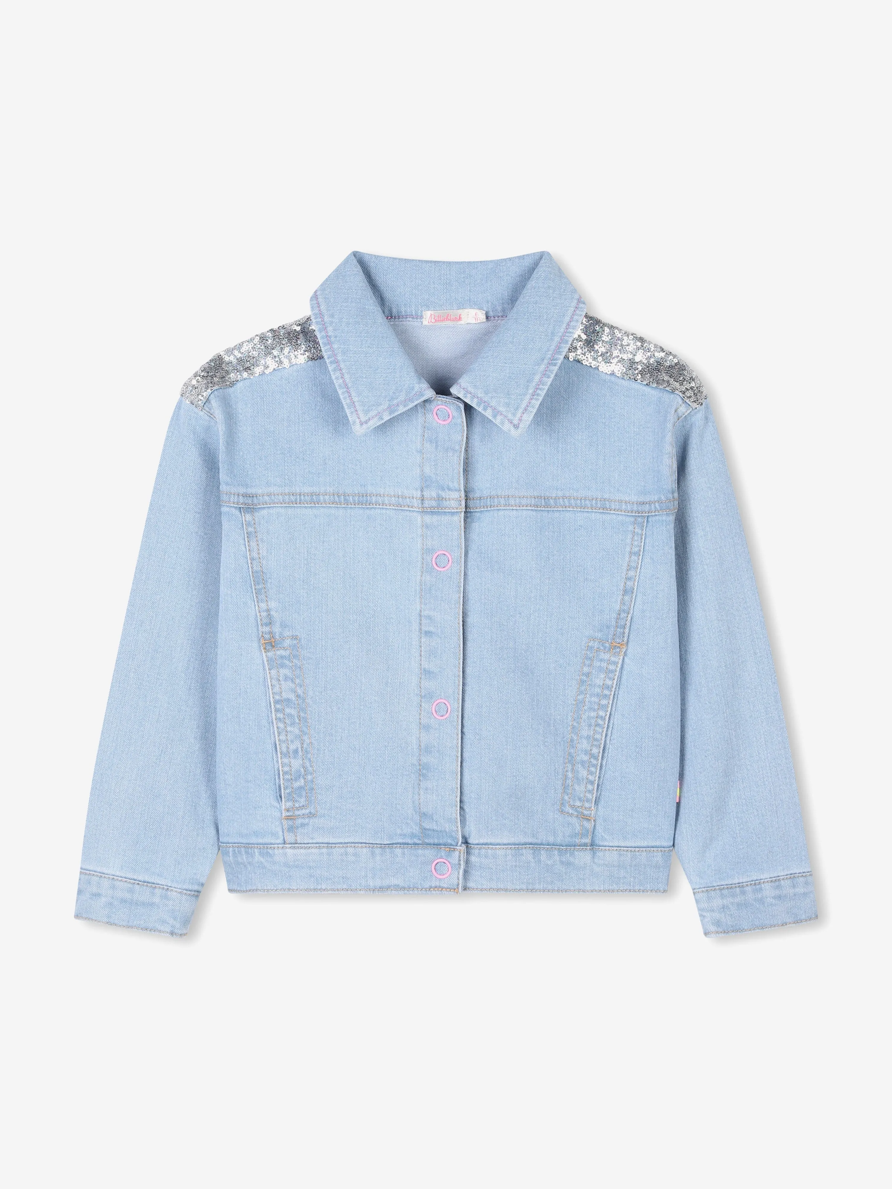 Girls Sequin Denim Jacket in Blue
