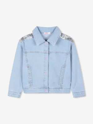 Girls Sequin Denim Jacket in Blue