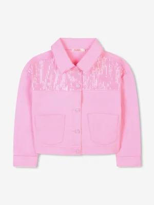 Girls Sequin Denim Jacket in Pink