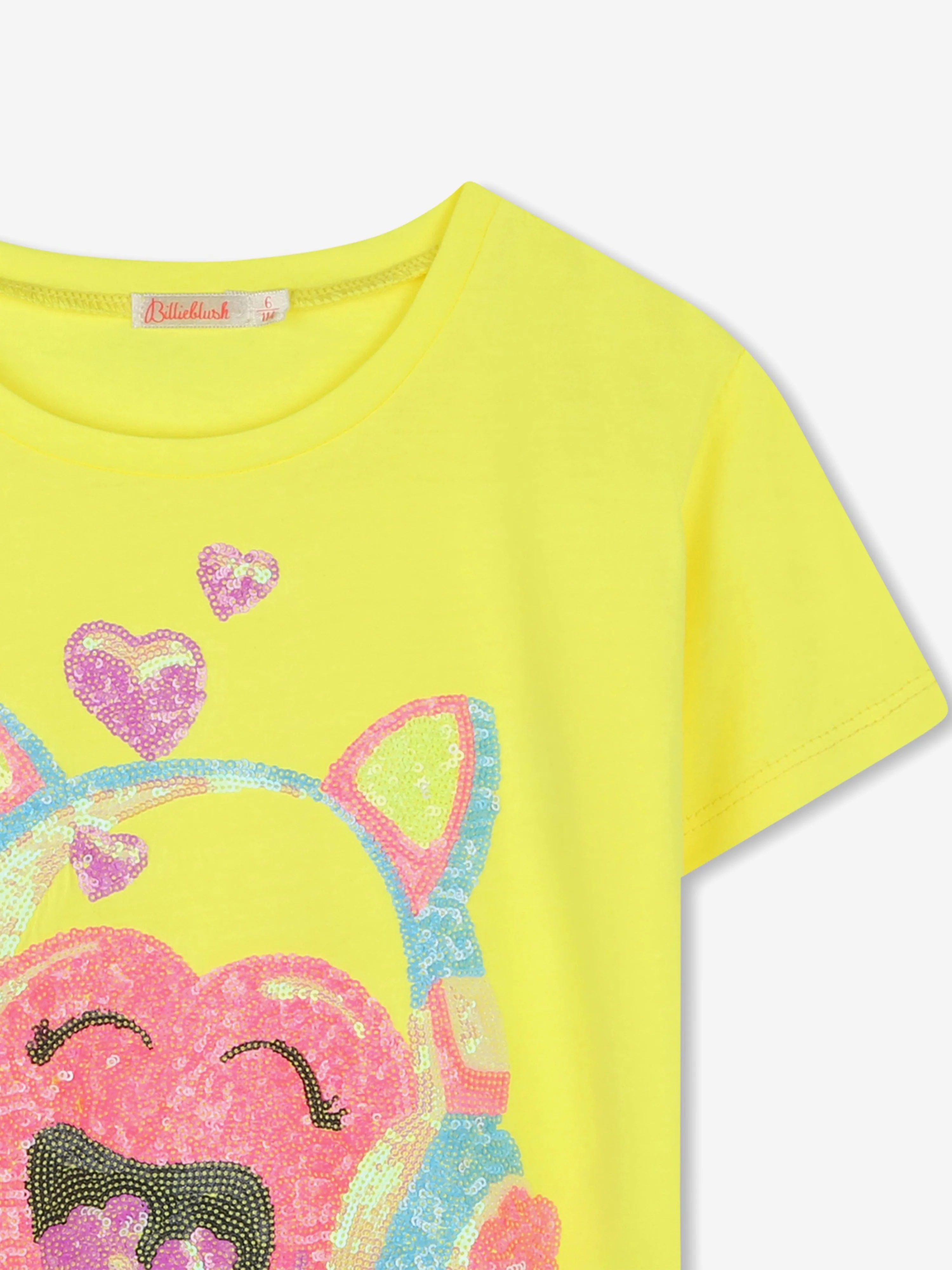 Girls Sequin Illustrated T-Shirt in Yellow