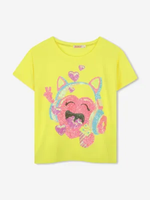 Girls Sequin Illustrated T-Shirt in Yellow