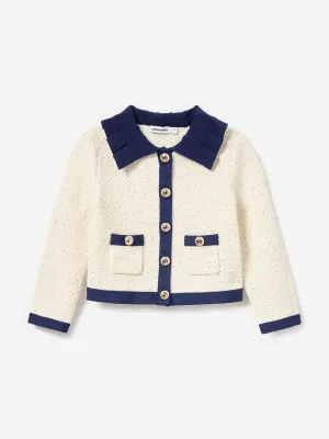Girls Sequin Knit Cardigan in Ivory