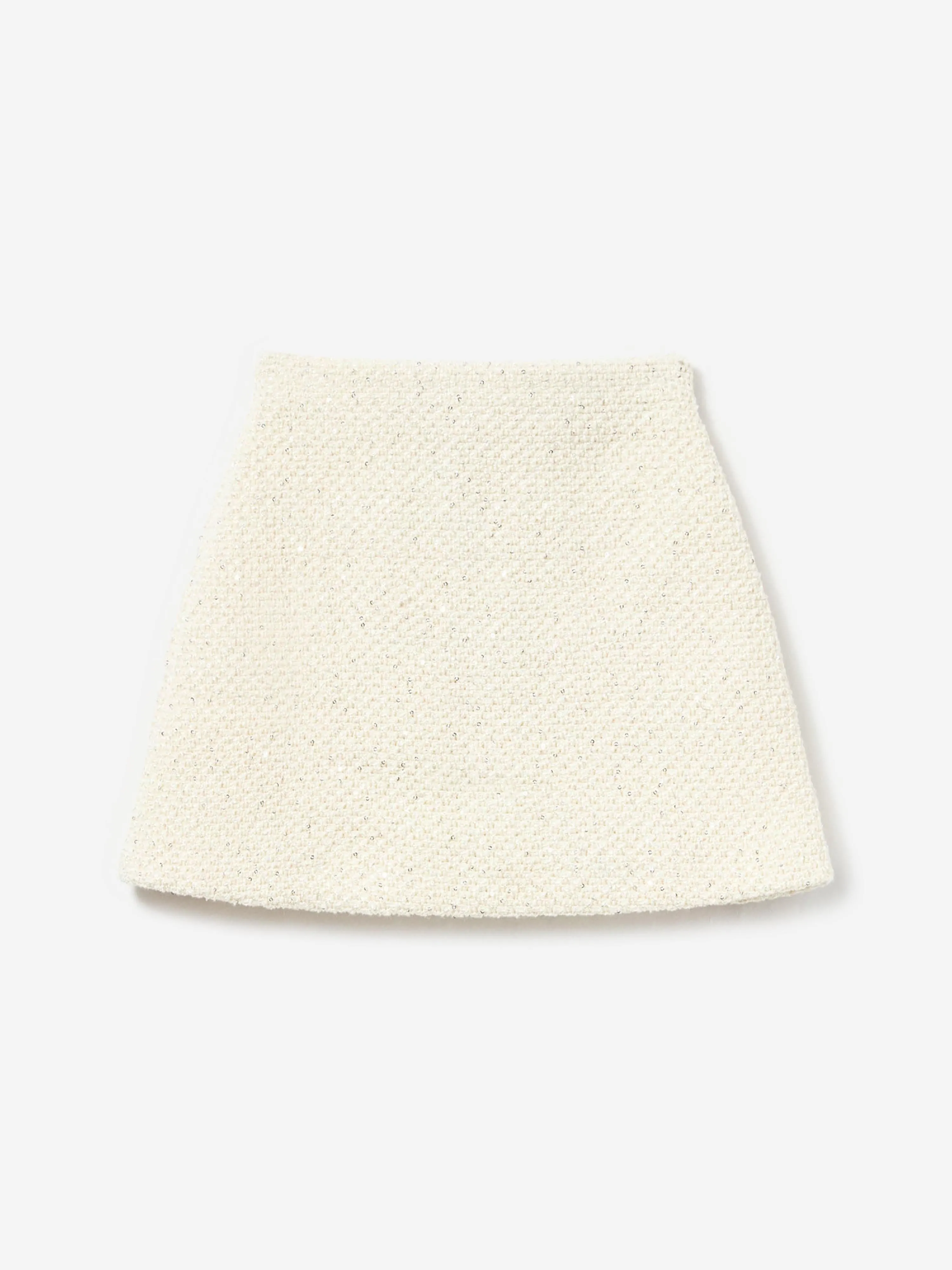 Girls Sequin Knit Skirt in Ivory