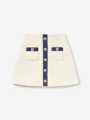 Girls Sequin Knit Skirt in Ivory