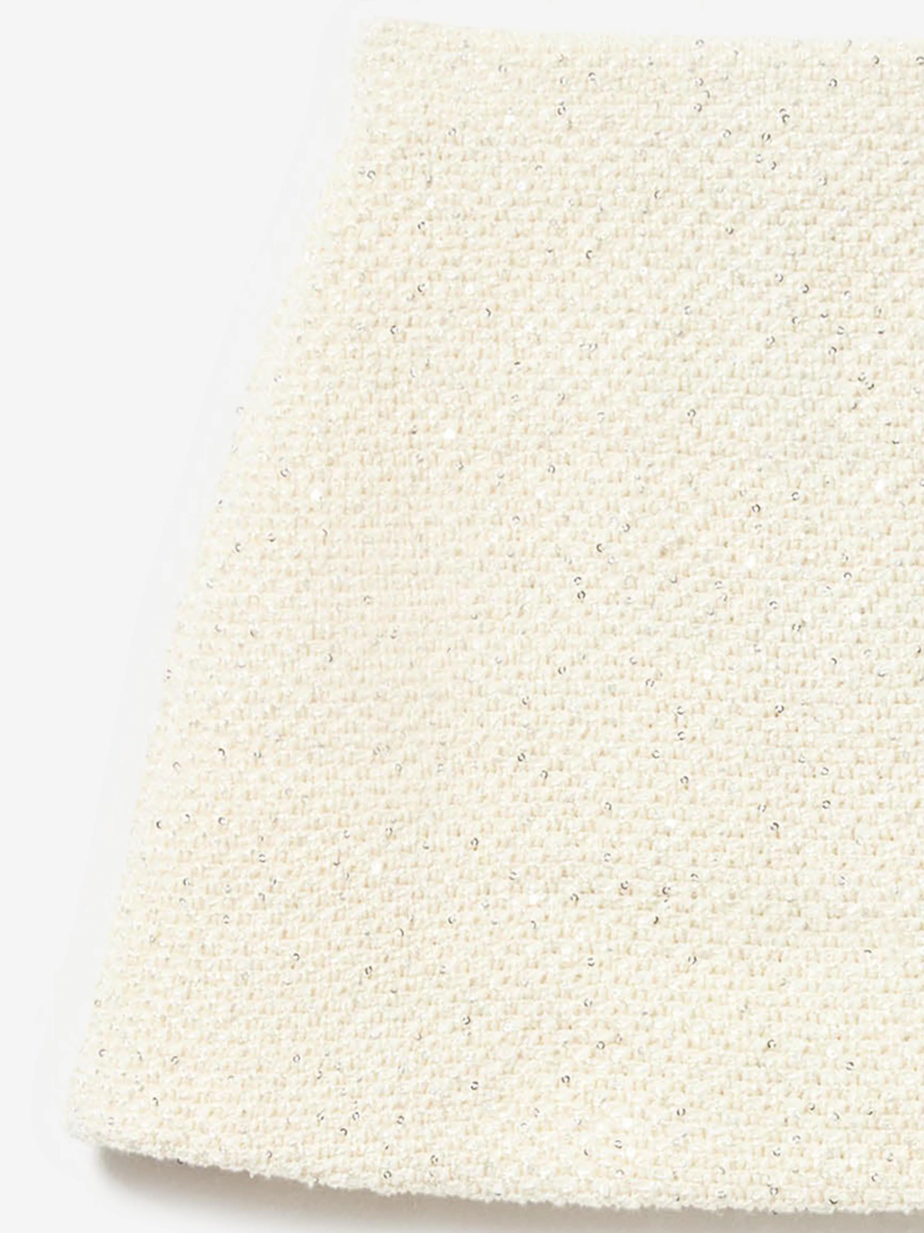 Girls Sequin Knit Skirt in Ivory