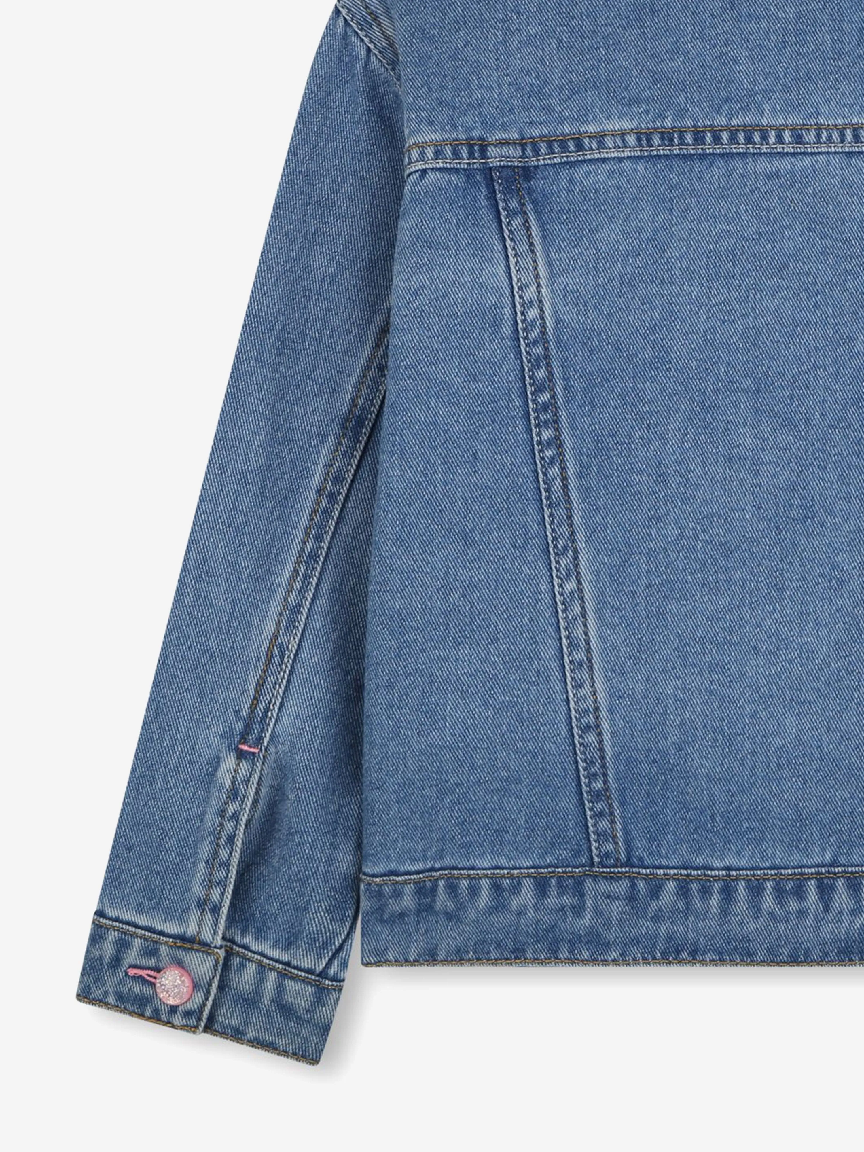 Girls Sequin Pocket Denim Jacket in Blue