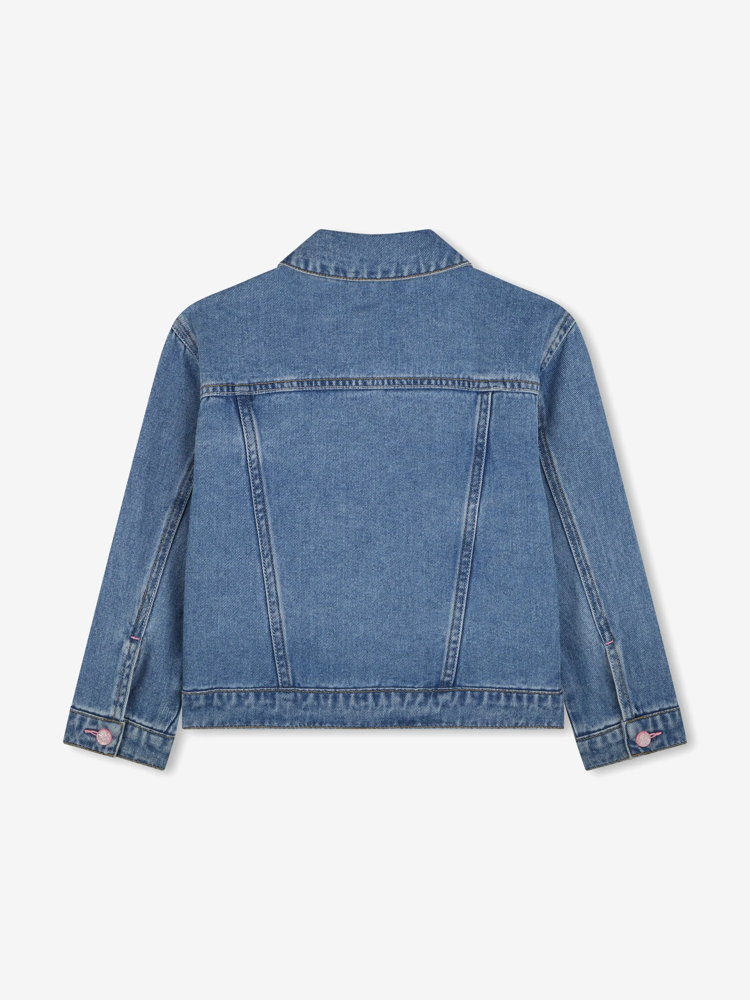 Girls Sequin Pocket Denim Jacket in Blue