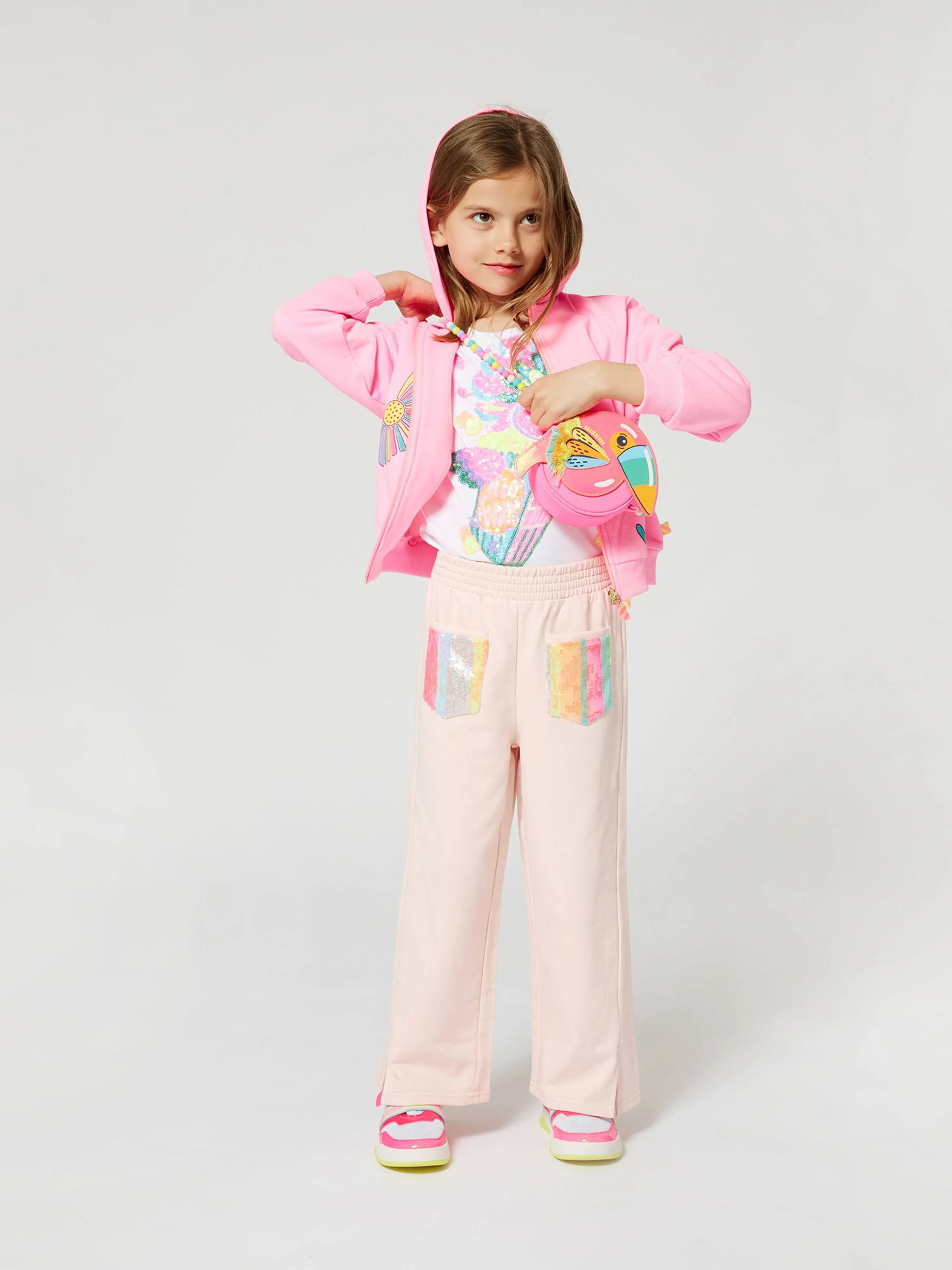 Girls Sequin Popcorn T-Shirt in White