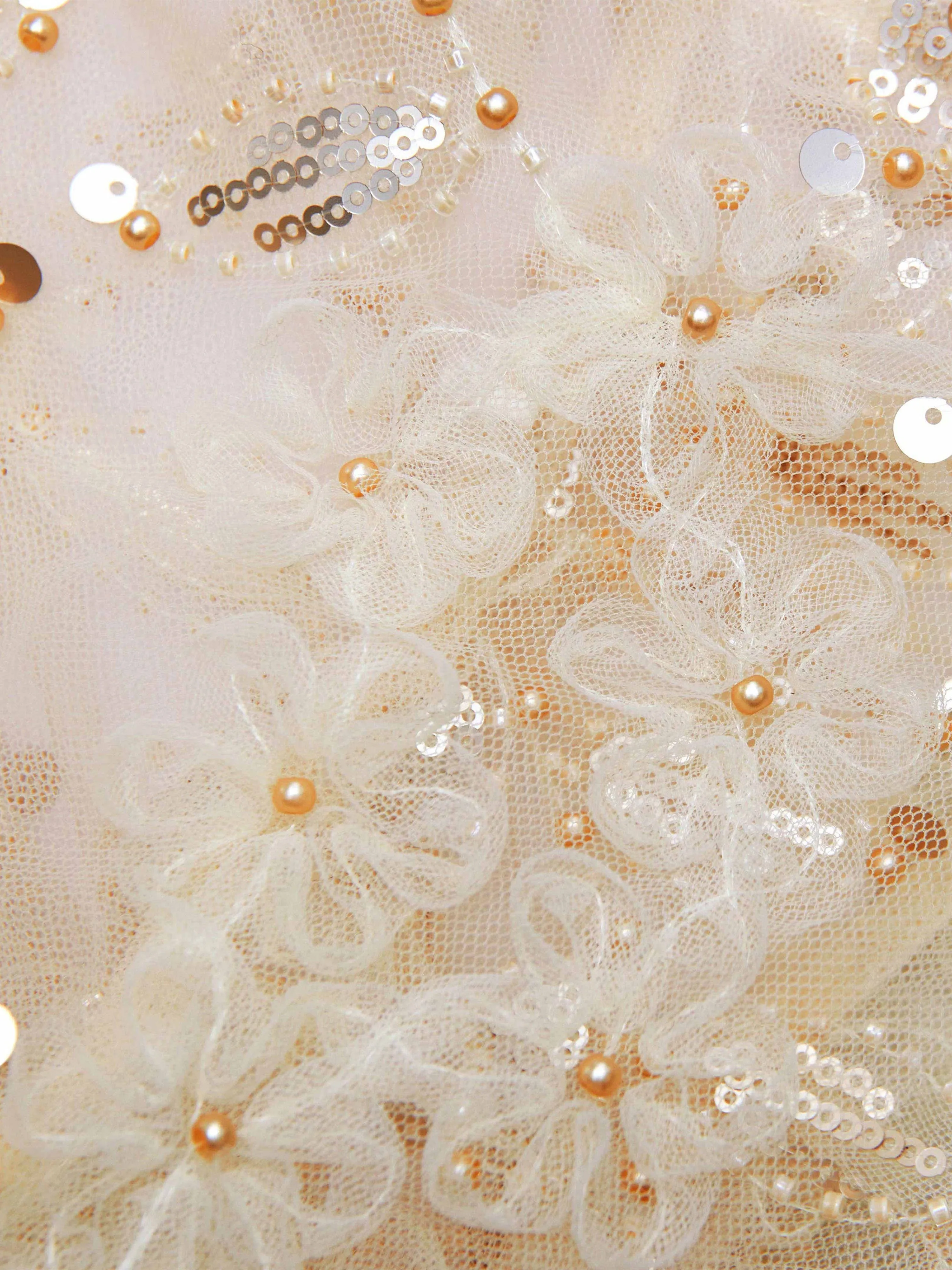 Girls Sequin Tulle Cape in Ivory