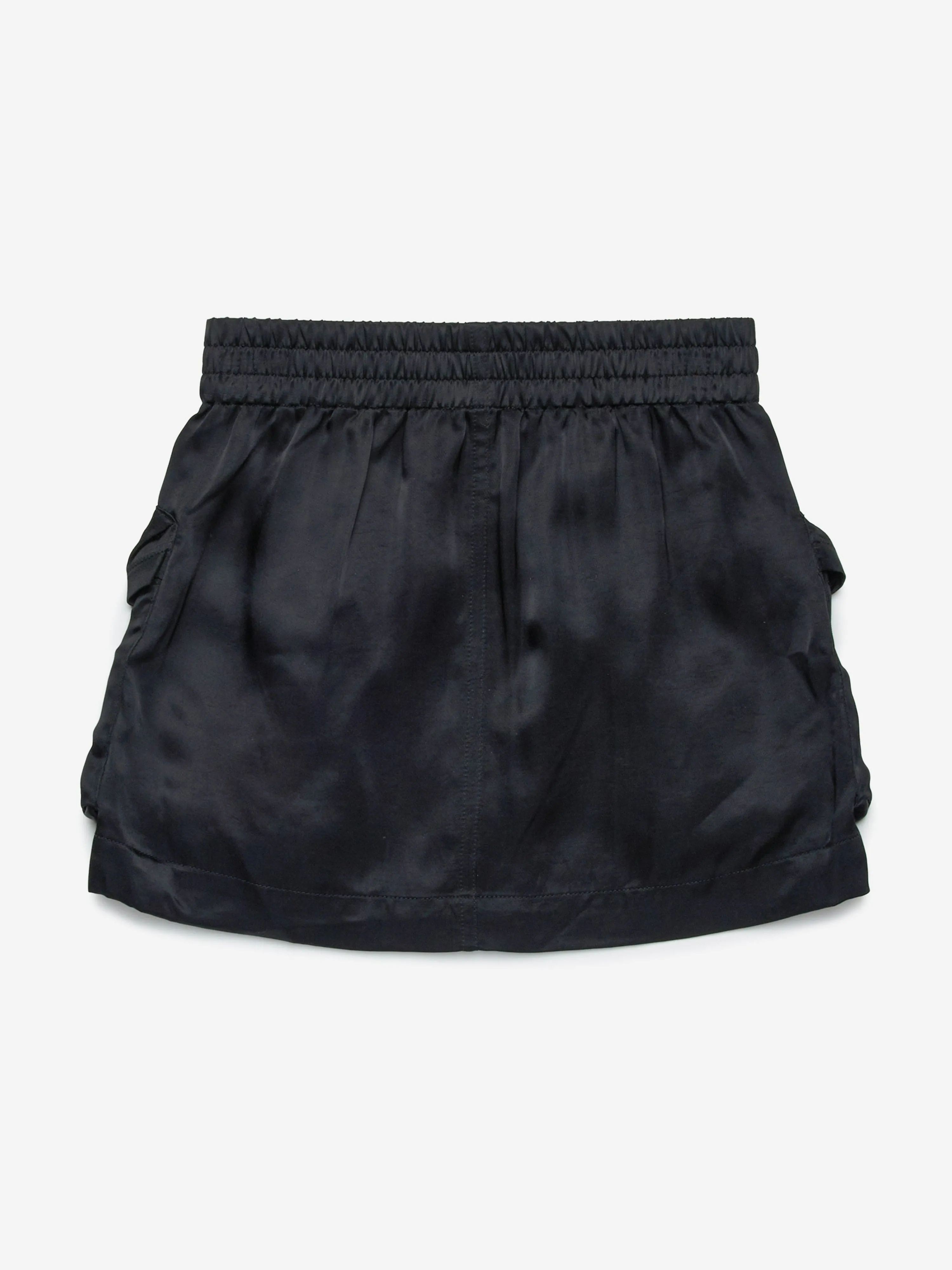 Girls Shiny Cargo Skirt in Black