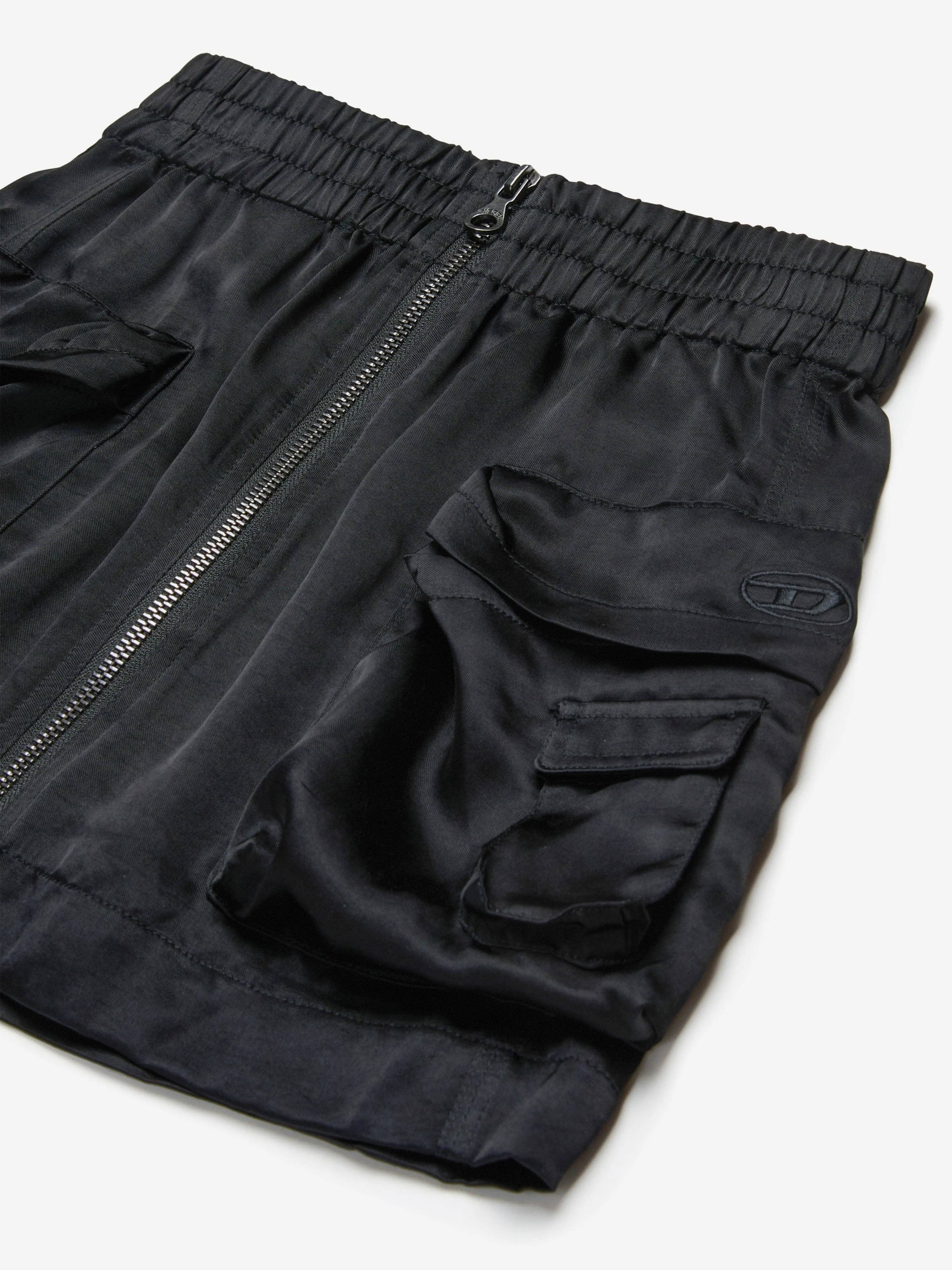 Girls Shiny Cargo Skirt in Black