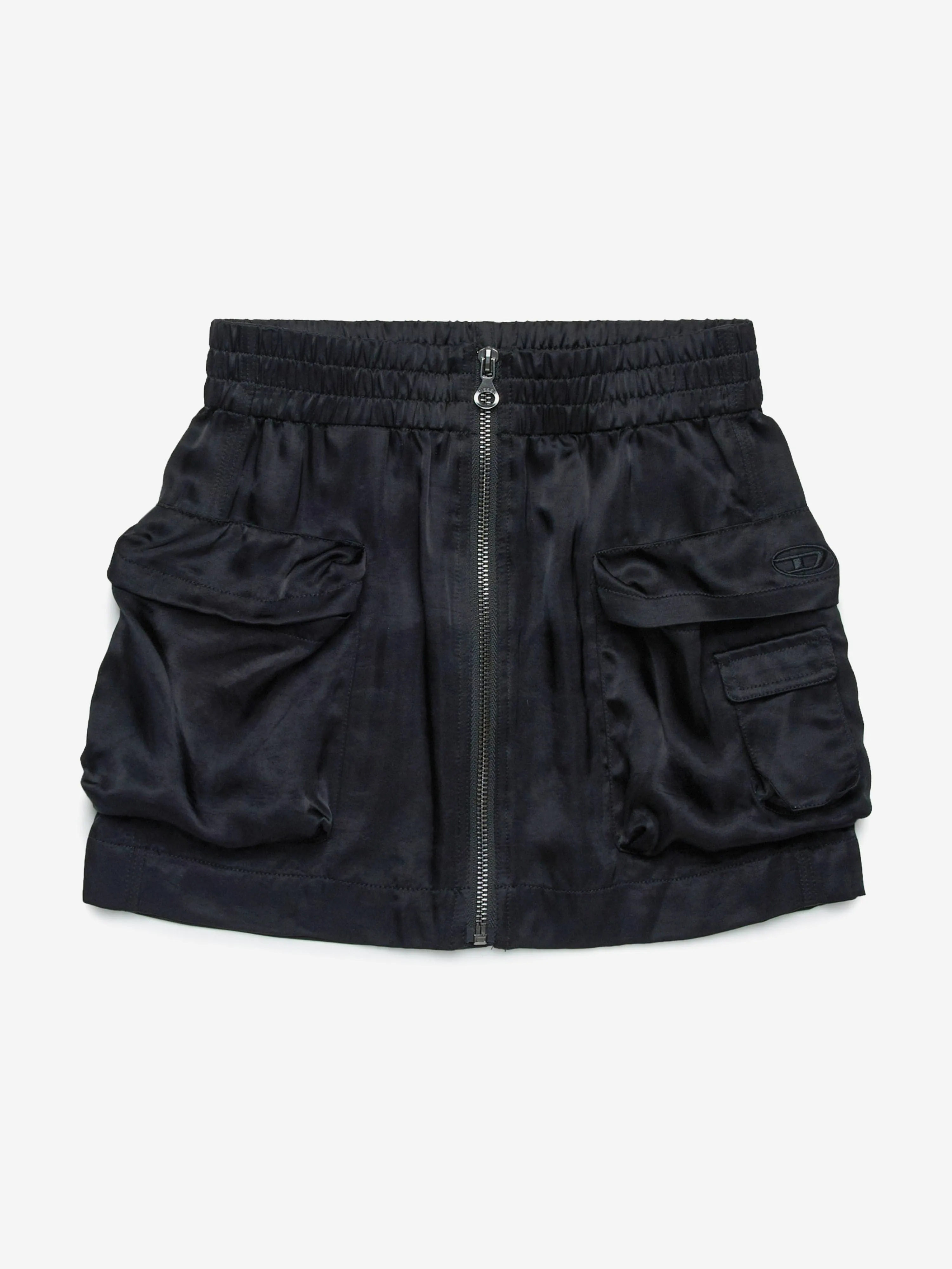 Girls Shiny Cargo Skirt in Black