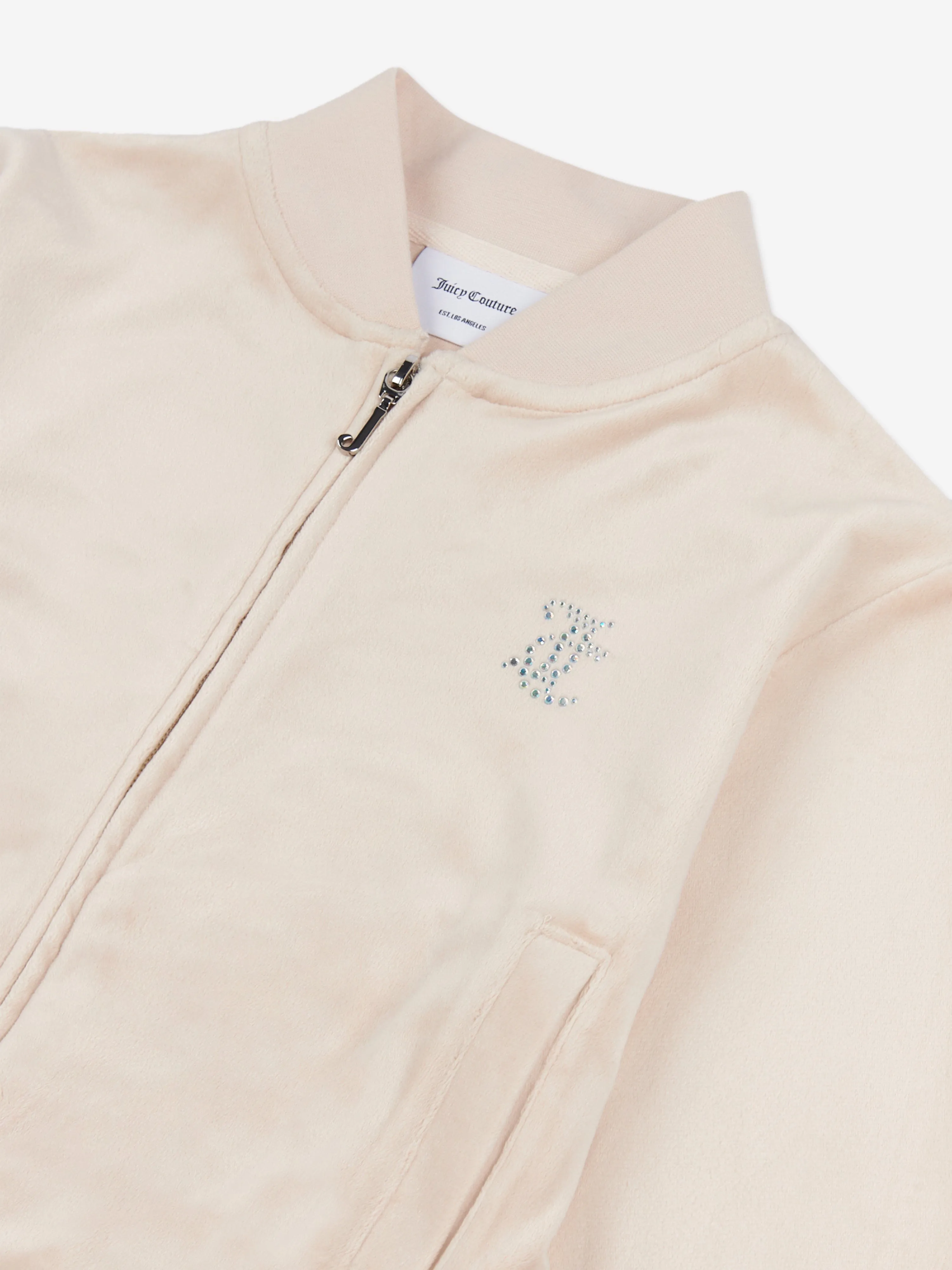 Girls Shorter Length Zip Up Top in Beige