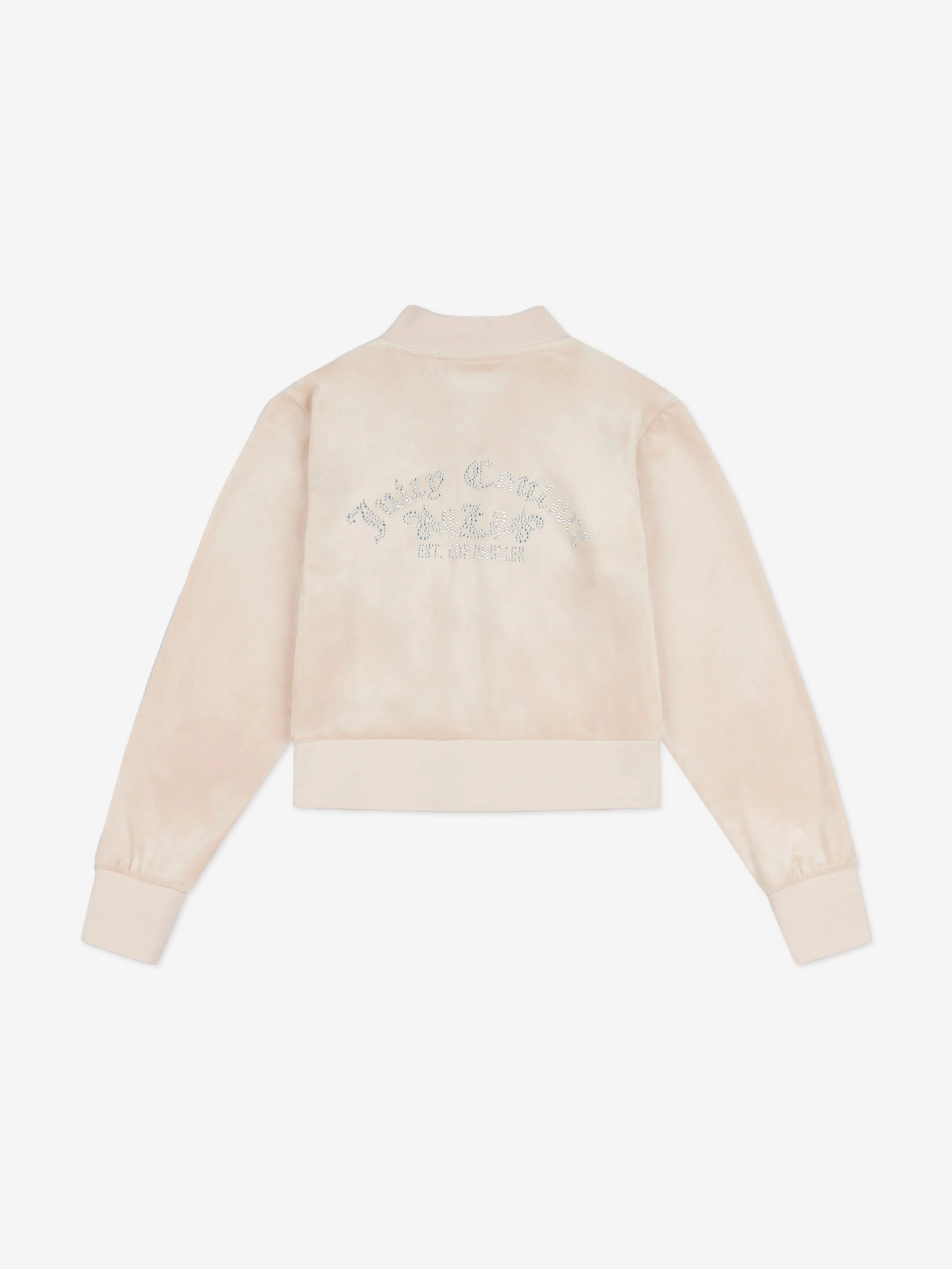 Girls Shorter Length Zip Up Top in Beige