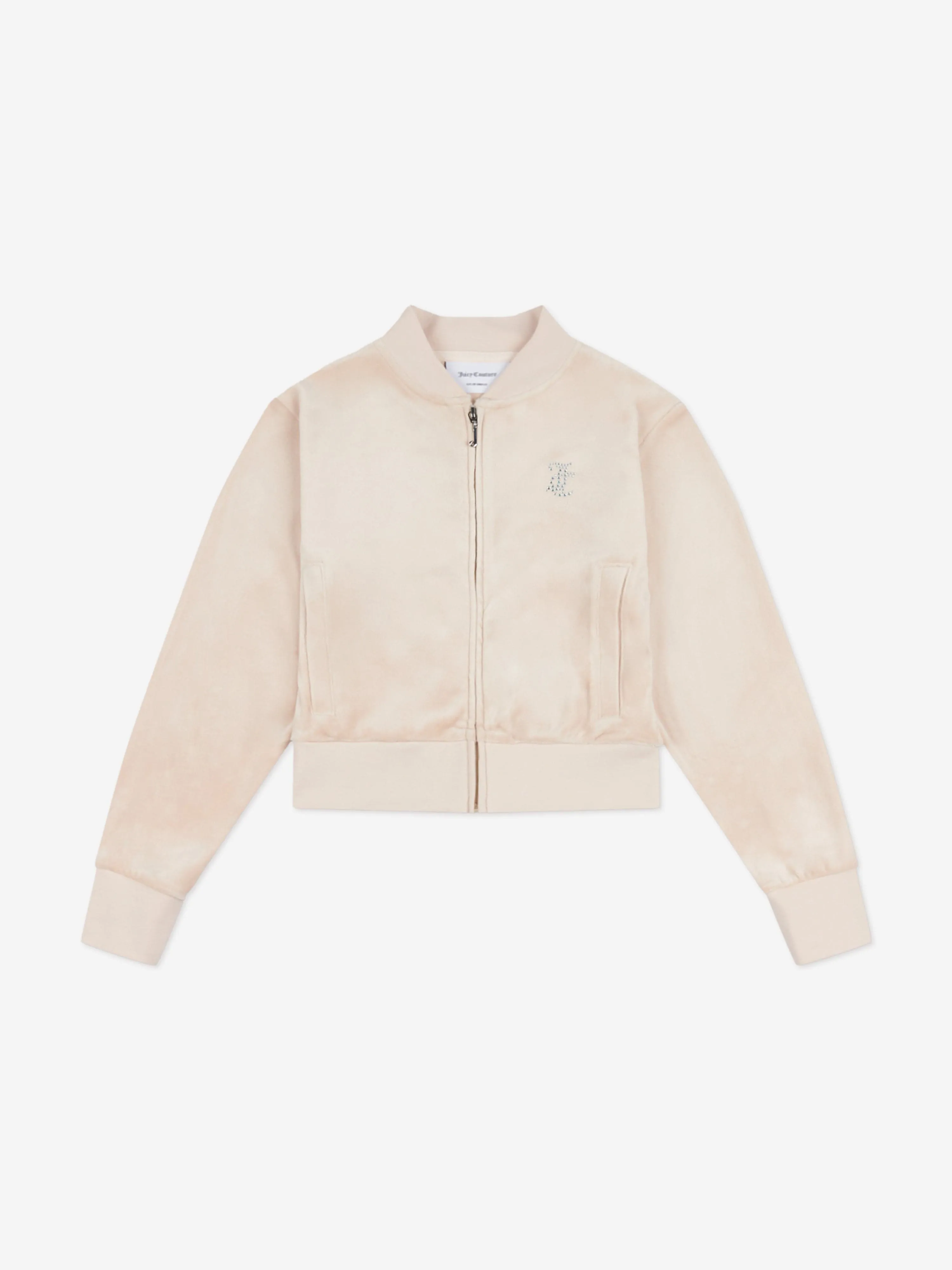 Girls Shorter Length Zip Up Top in Beige