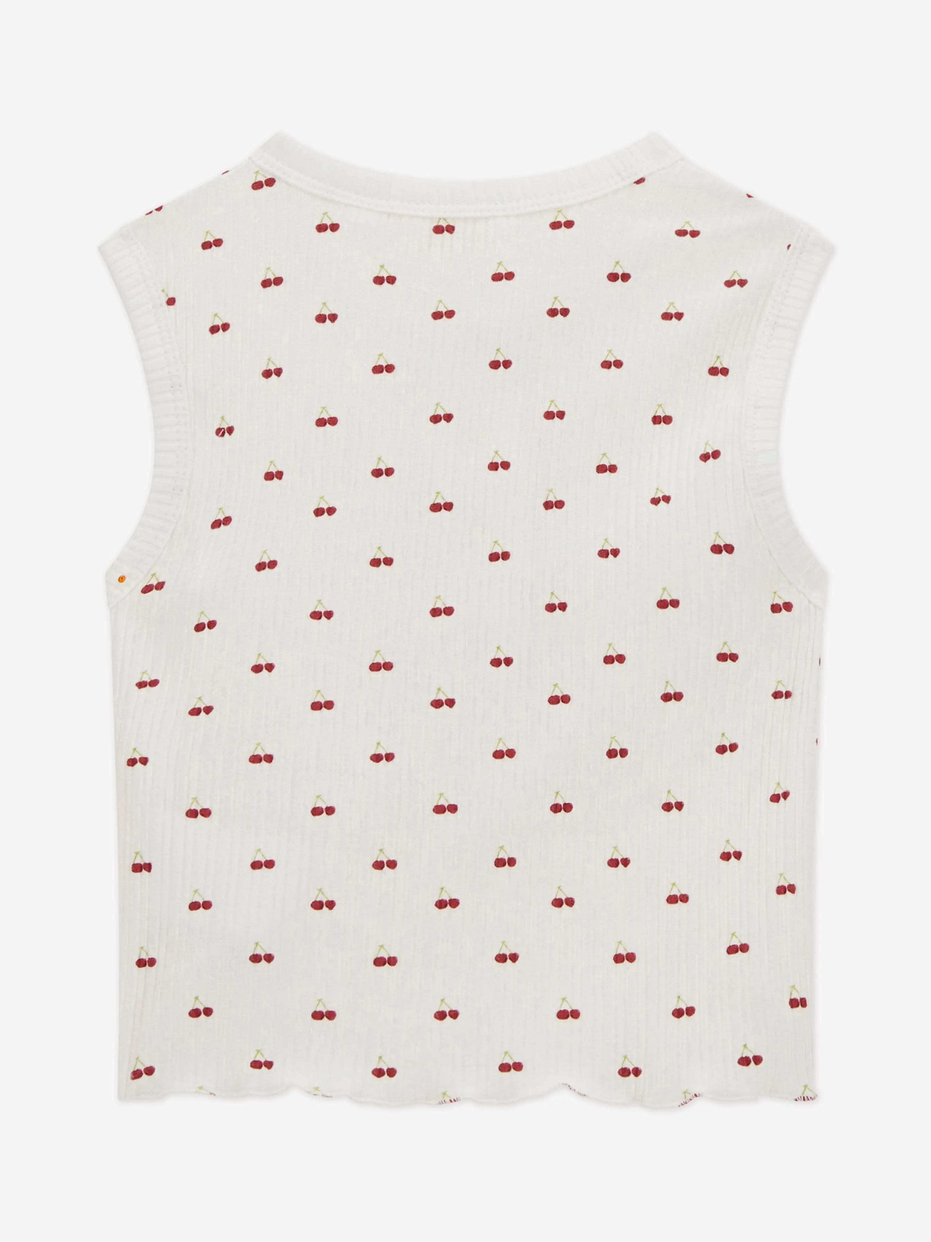 Girls Sleeveless Cherry Top in White