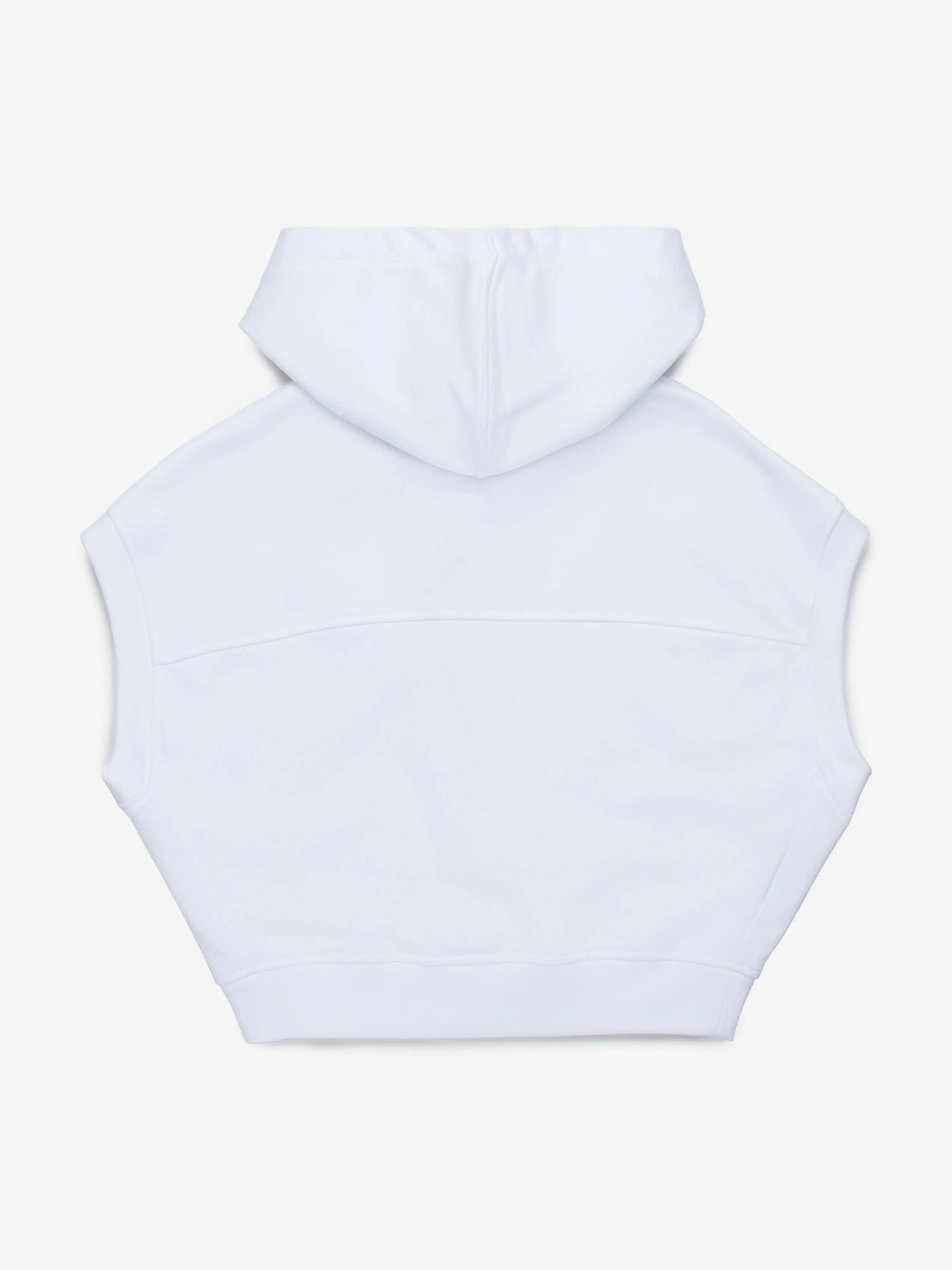 Girls Sleeveless Flower Hoodie in White