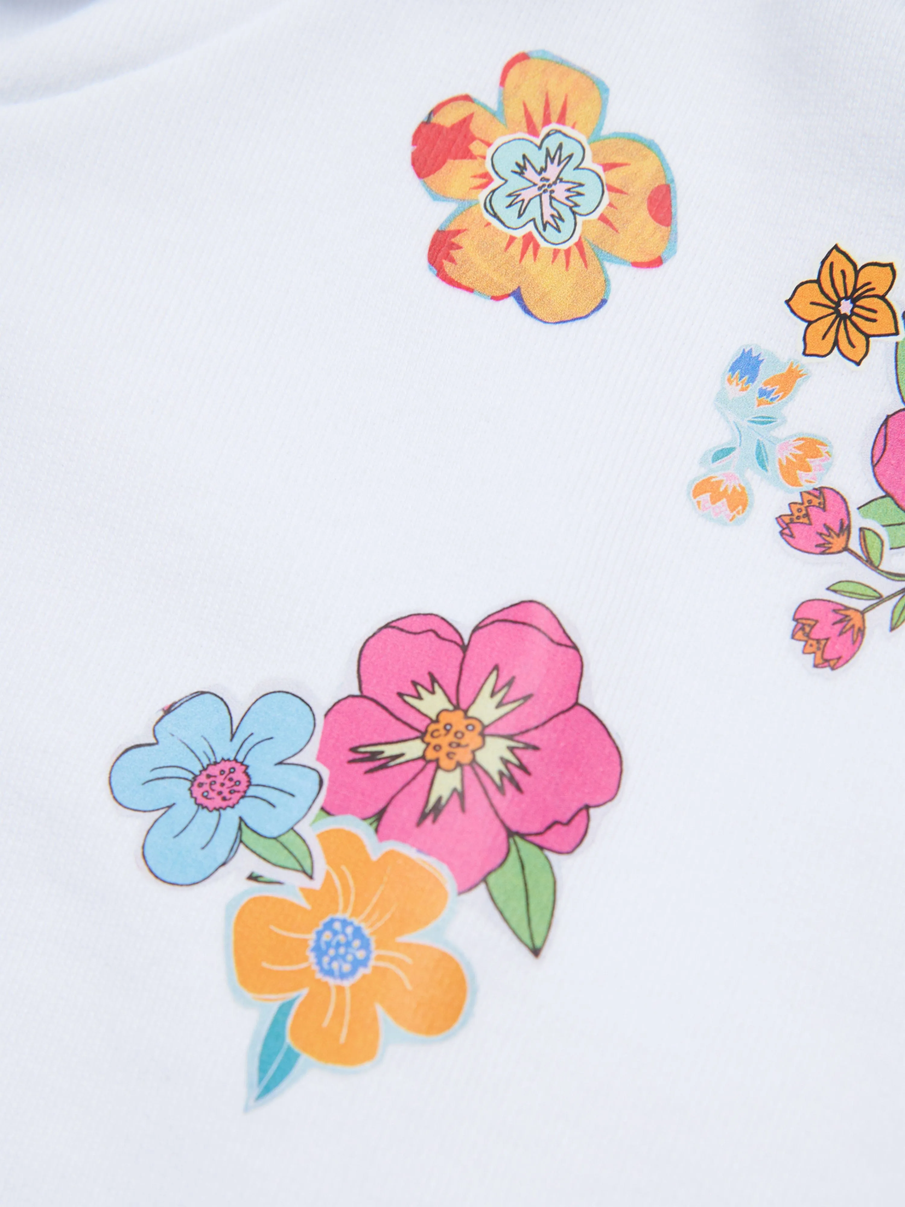 Girls Sleeveless Flower Hoodie in White