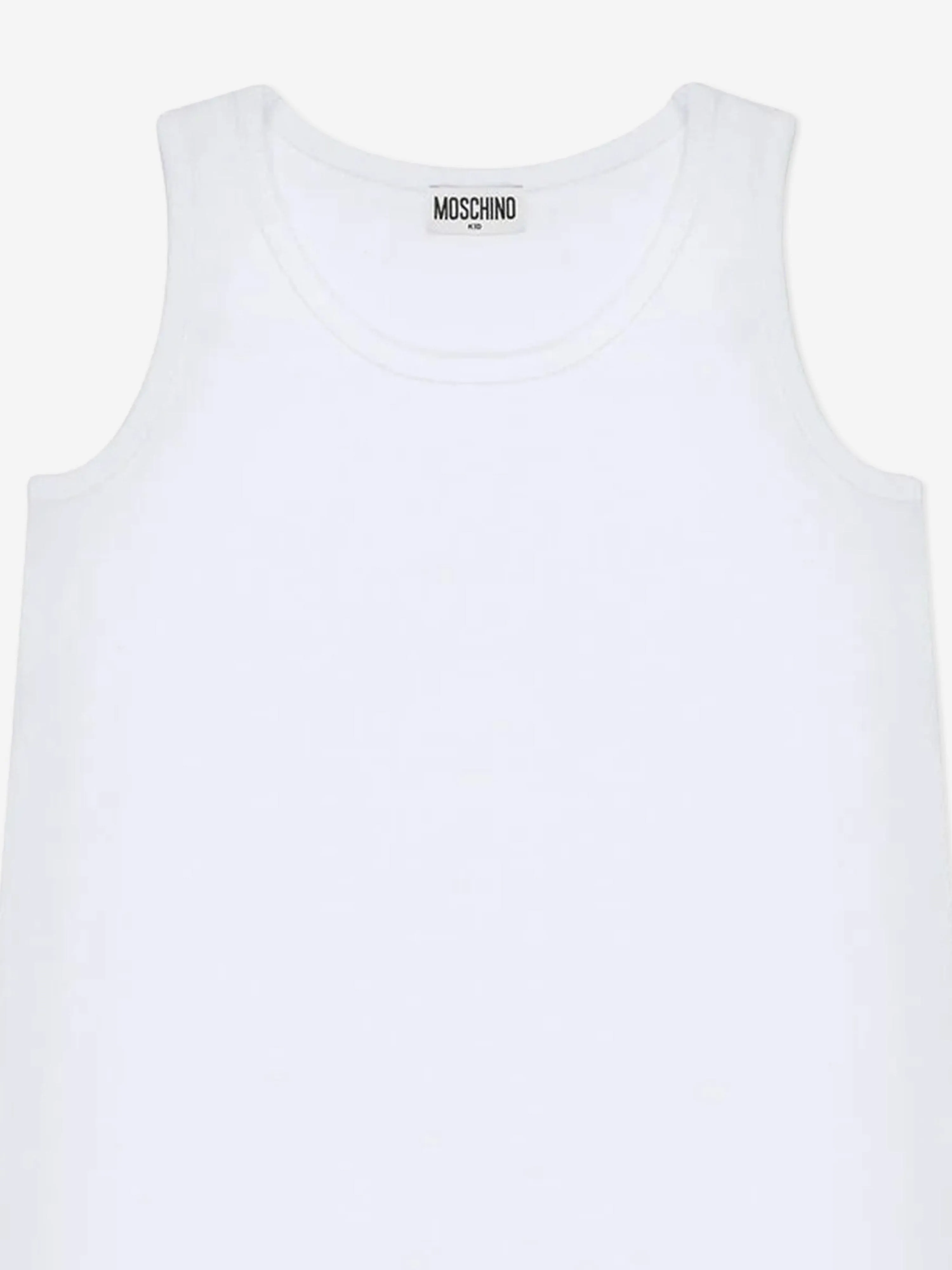 Girls Sleeveless Goose Print Dress in White