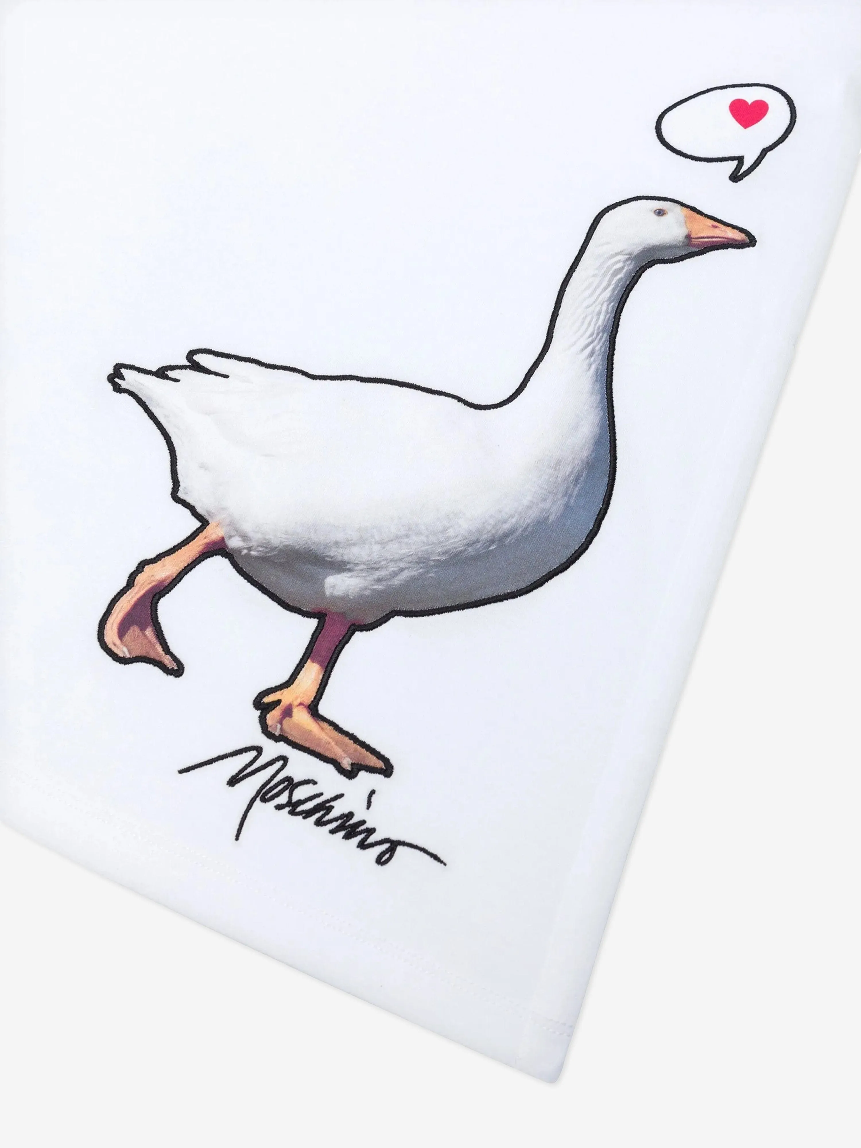 Girls Sleeveless Goose Print Dress in White