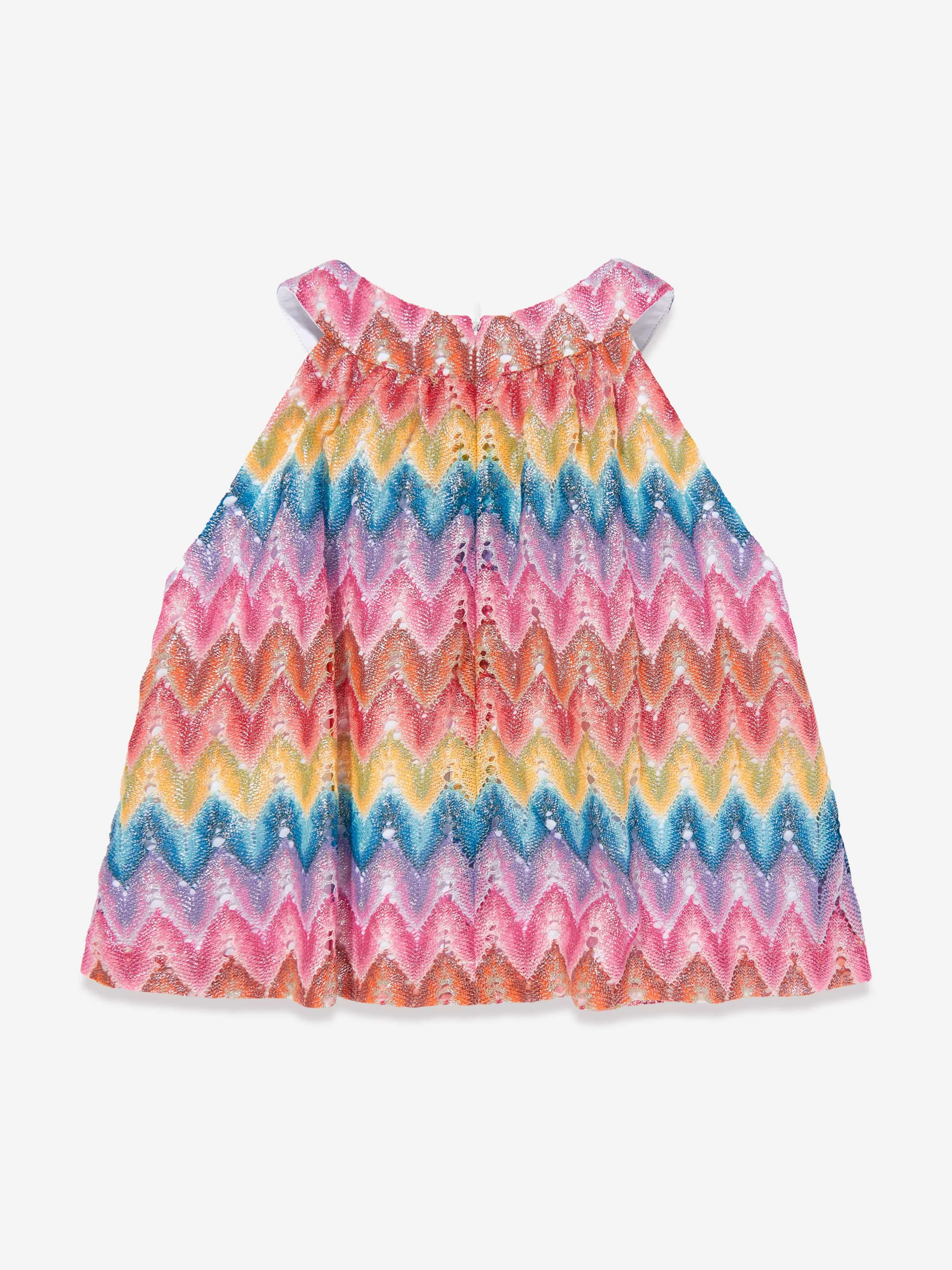 Girls Sleeveless Zigzag Top in Multicolour