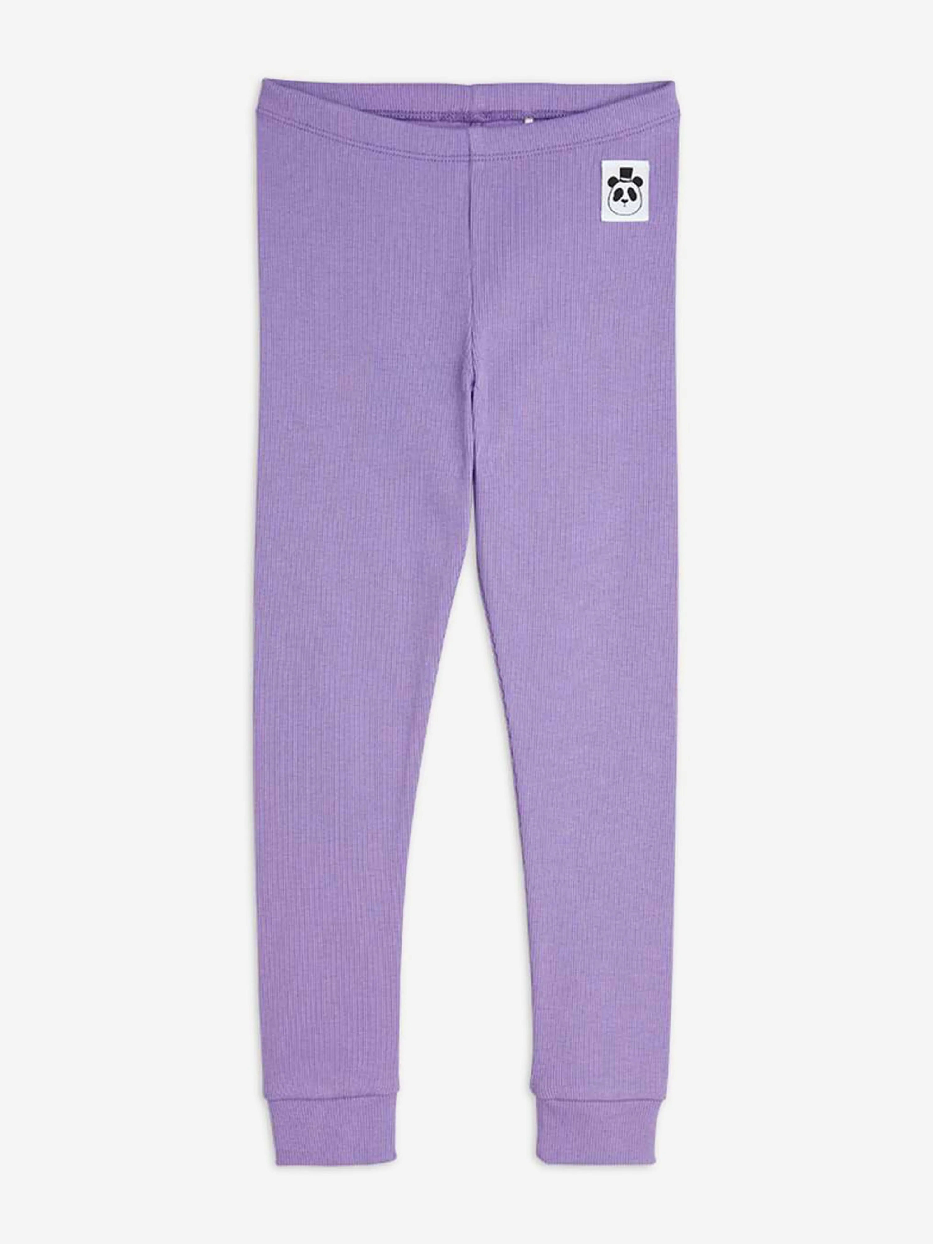 Girls Solid Rib Leggings in Purple