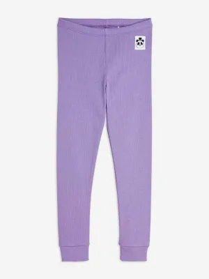 Girls Solid Rib Leggings in Purple