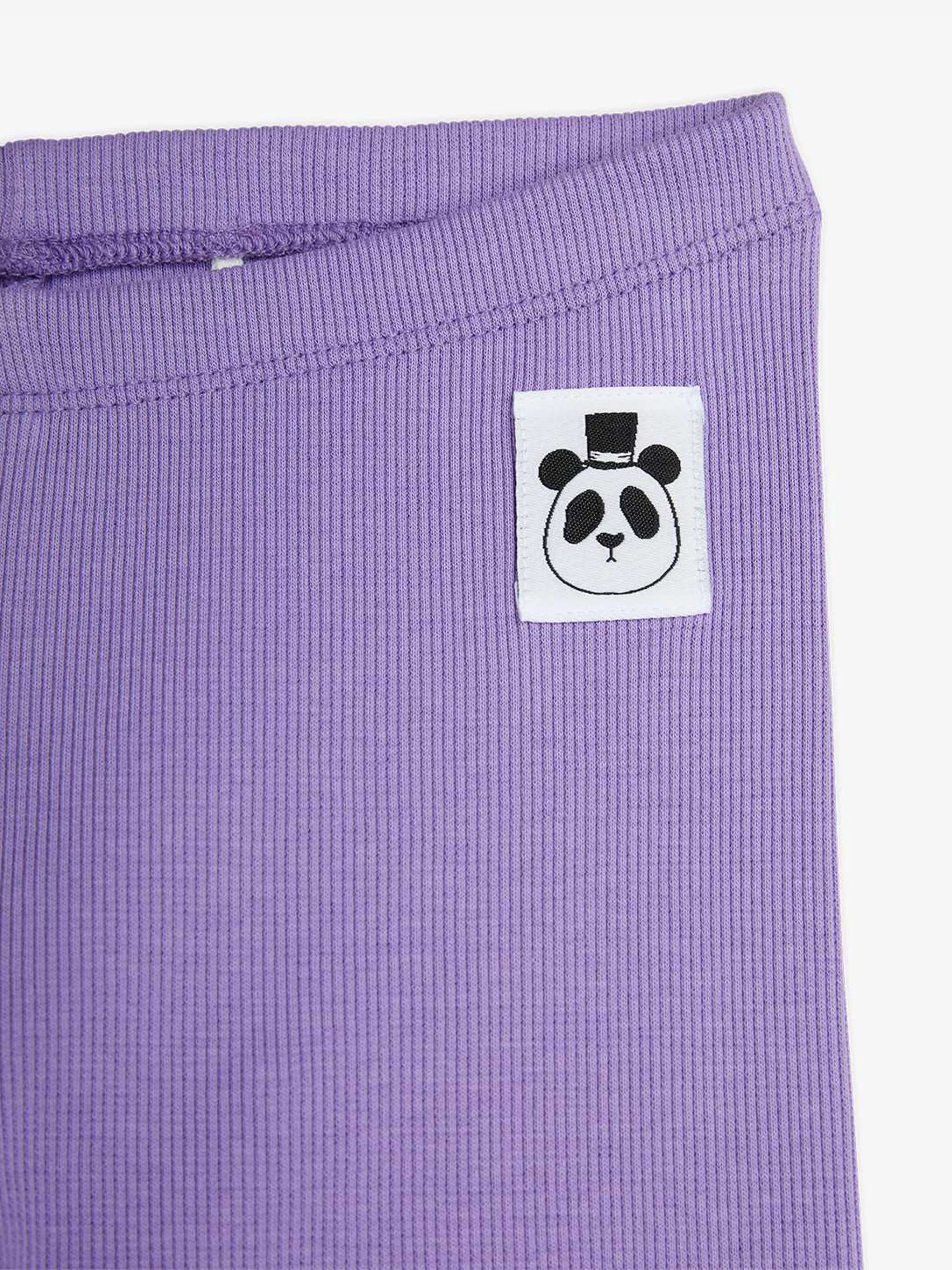 Girls Solid Rib Leggings in Purple
